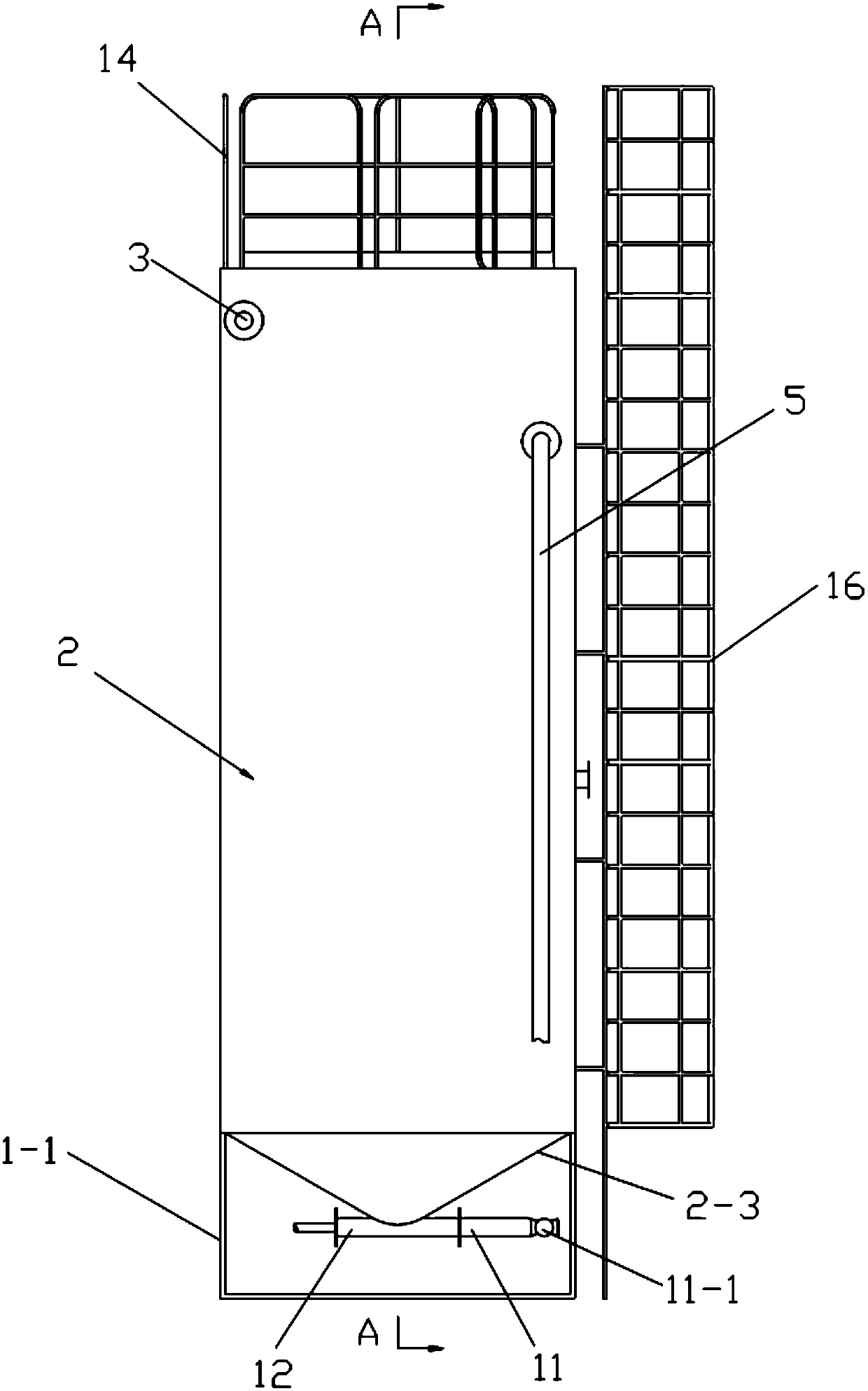 A vertical container type intermittent activated sludge process sewage treatment device