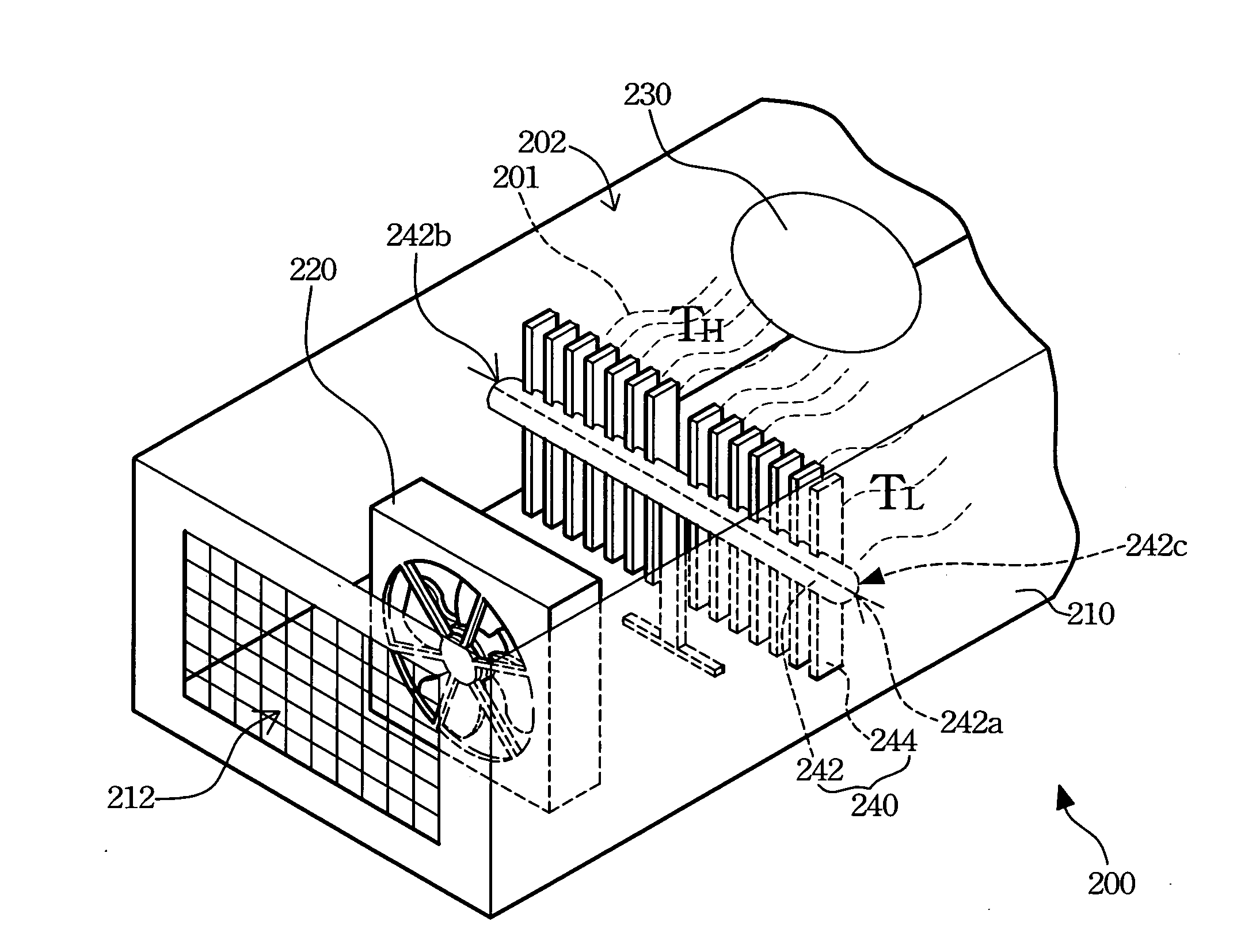 Projector with an equalizing temperature module