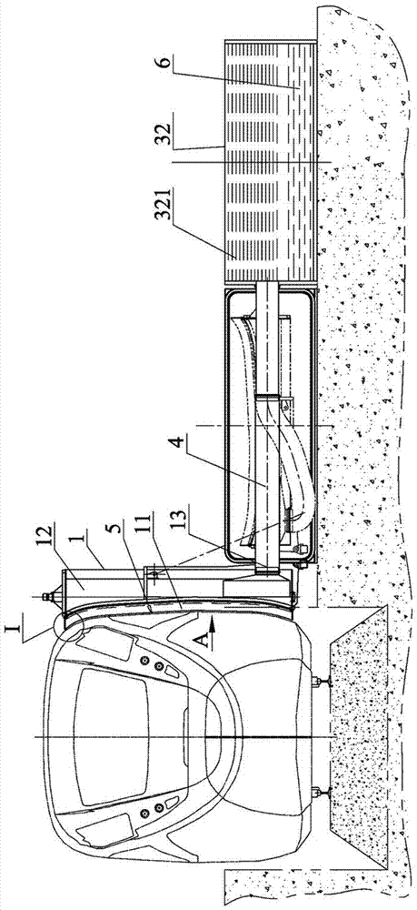 Dirt sucking device of on-rail cleaning machine for outer cover of track transportation vehicle