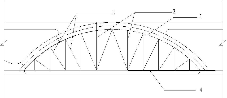 Wood truss support structure for arch cap formwork of rigid frame arch bridge and construction method of wood truss support structure