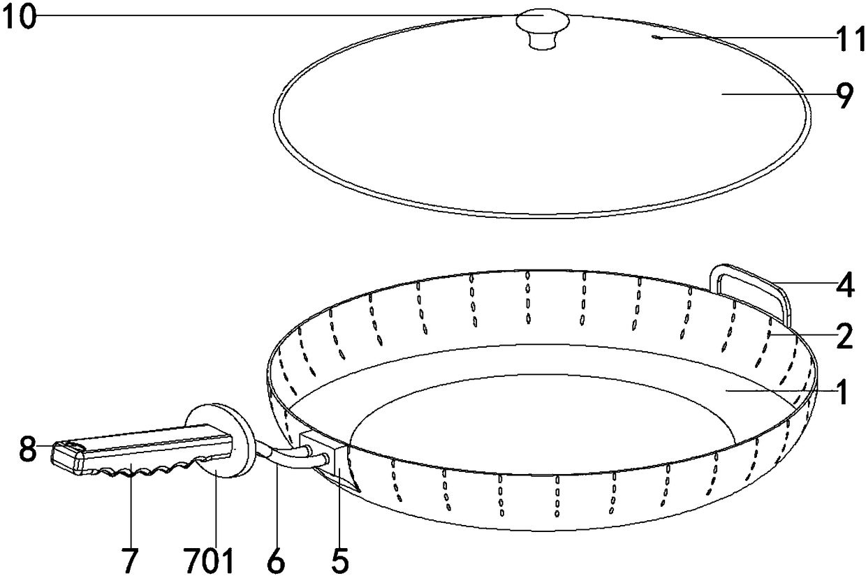 Environment-friendly and smoke-free non-stick or flat pan structure