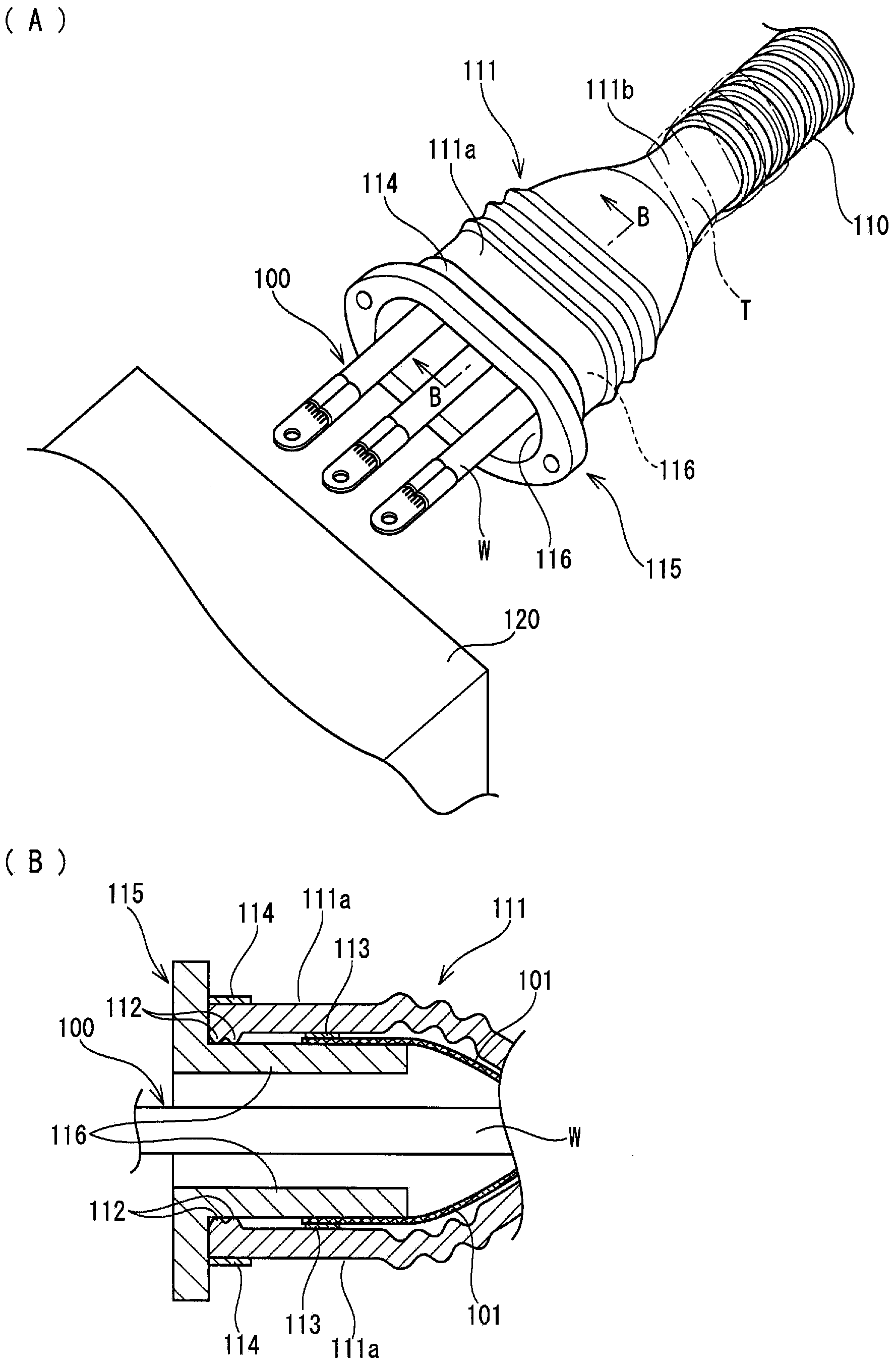 Terminal waterproofing structure of wire harness