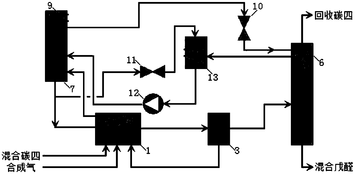 Refrigeration cycle system and method used in process of preparing C5 aldehyde through hydroformylation of mixed C4 olefins