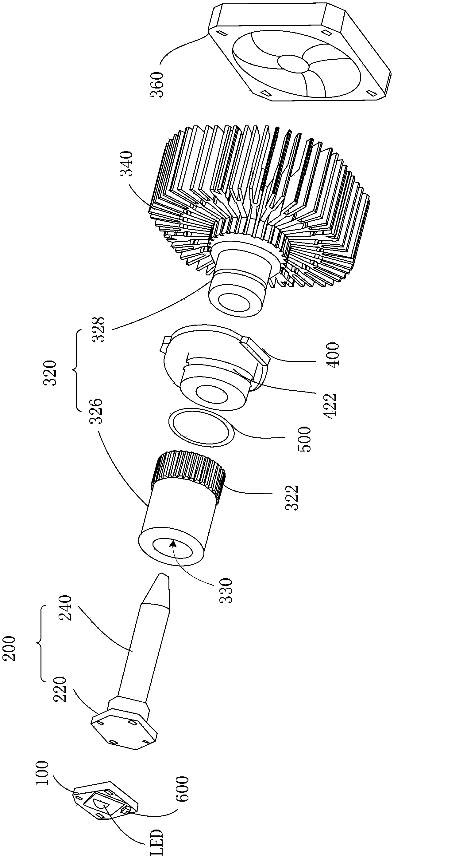Light-emitting diode (LED) automobile headlamp