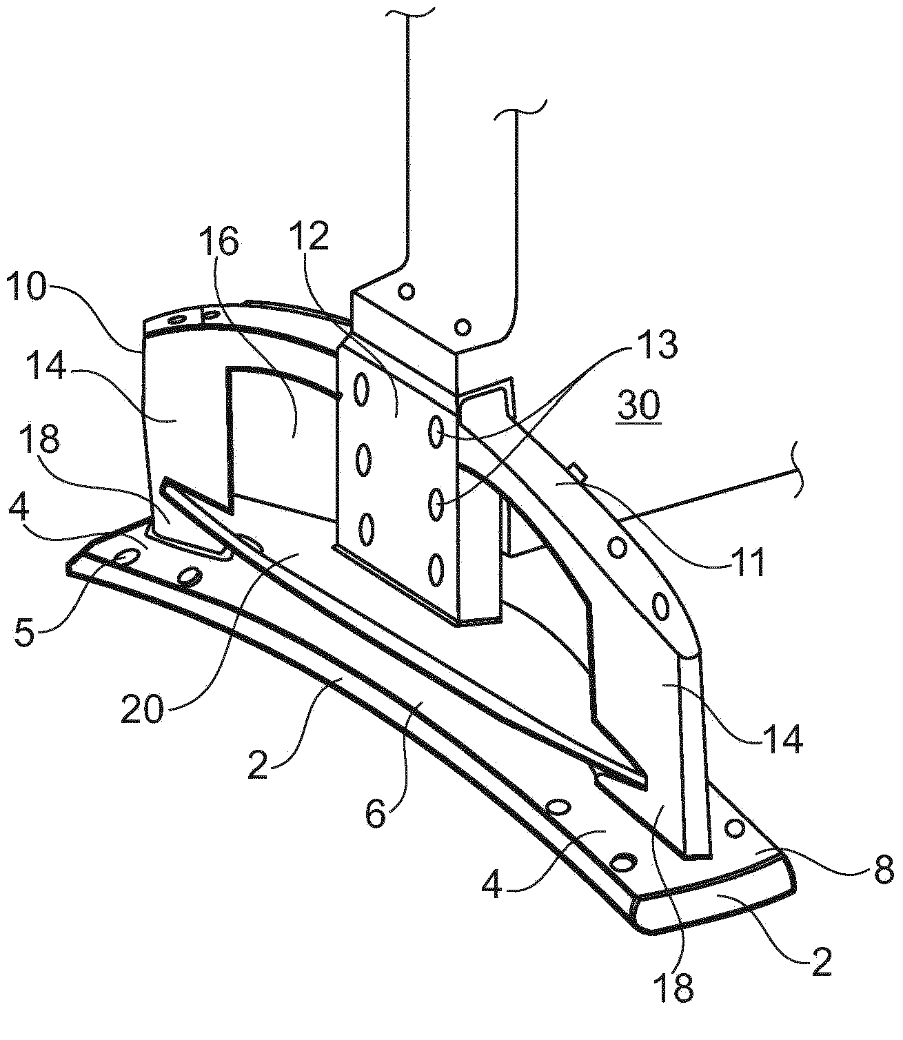 Guide shoe for a guiding device of a plastic processing machine clamping unit