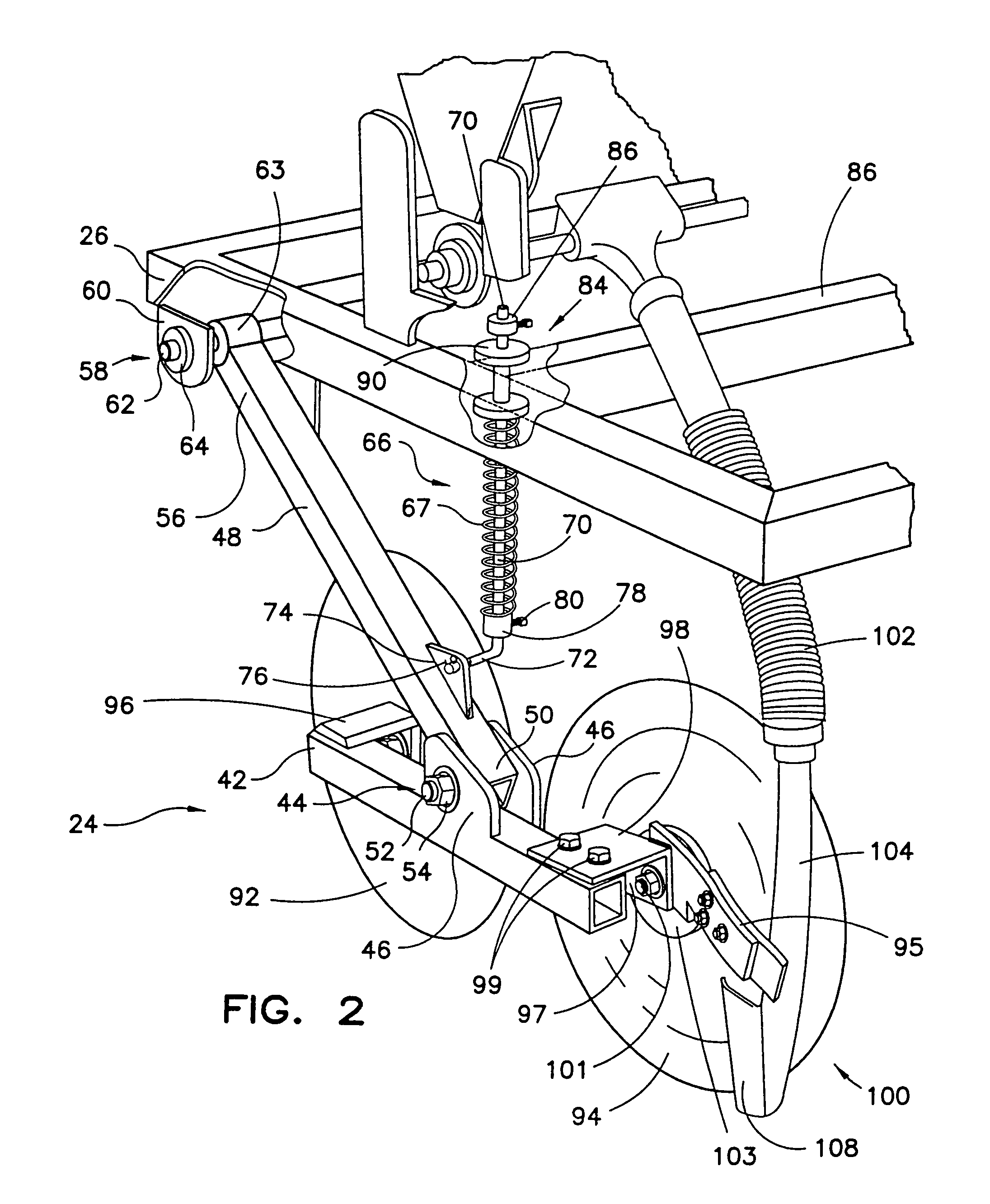 Seed drill with walking beam assembly