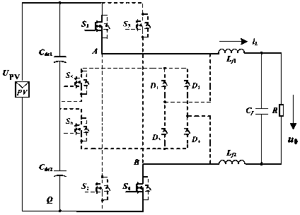 Main circuit topology of single-phase non-isolated photovoltaic inverter with follow current clamping switch