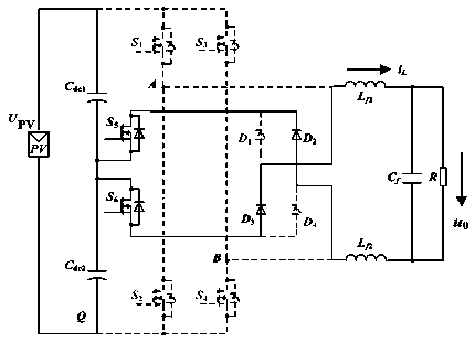 Main circuit topology of single-phase non-isolated photovoltaic inverter with follow current clamping switch