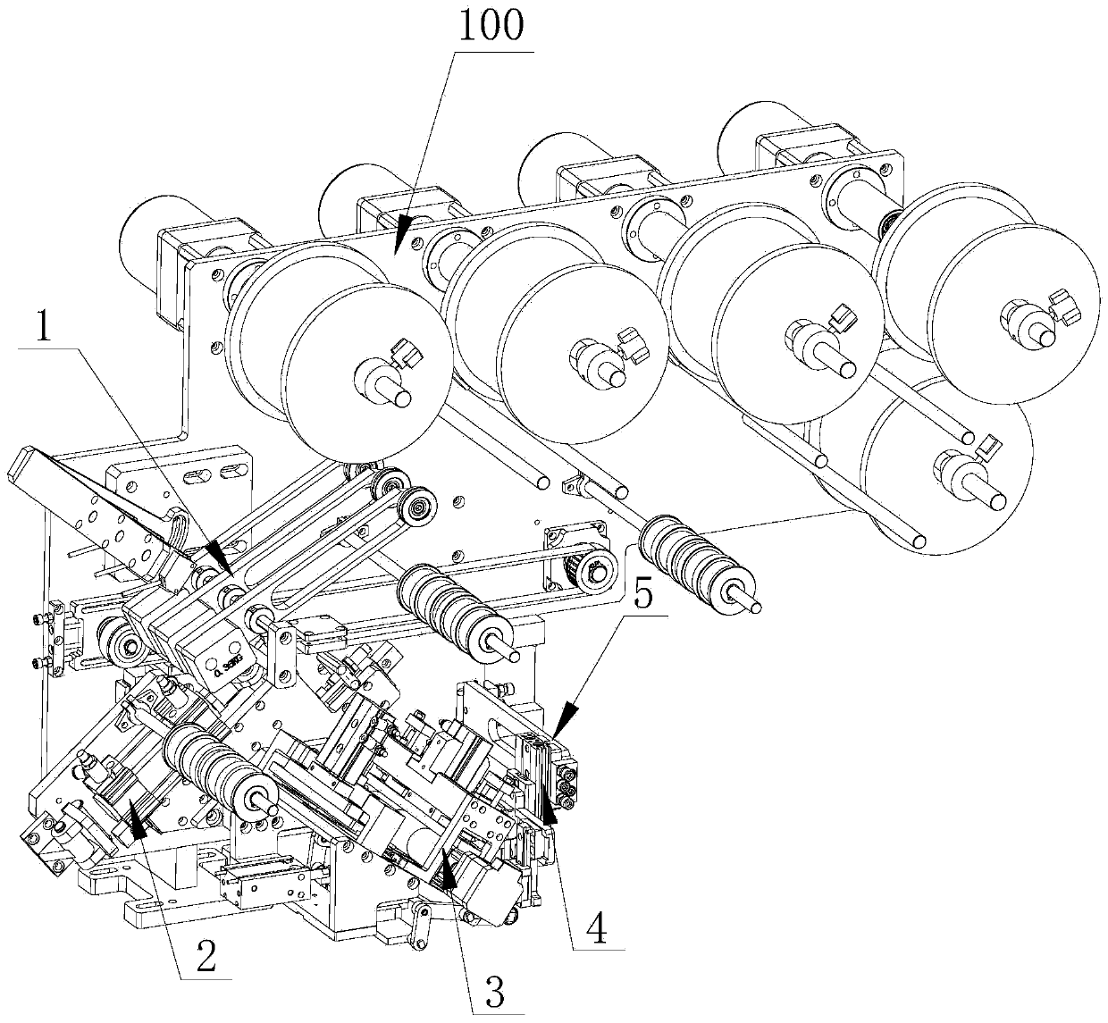 Full-automatic coiled tape pasting and covering equipment