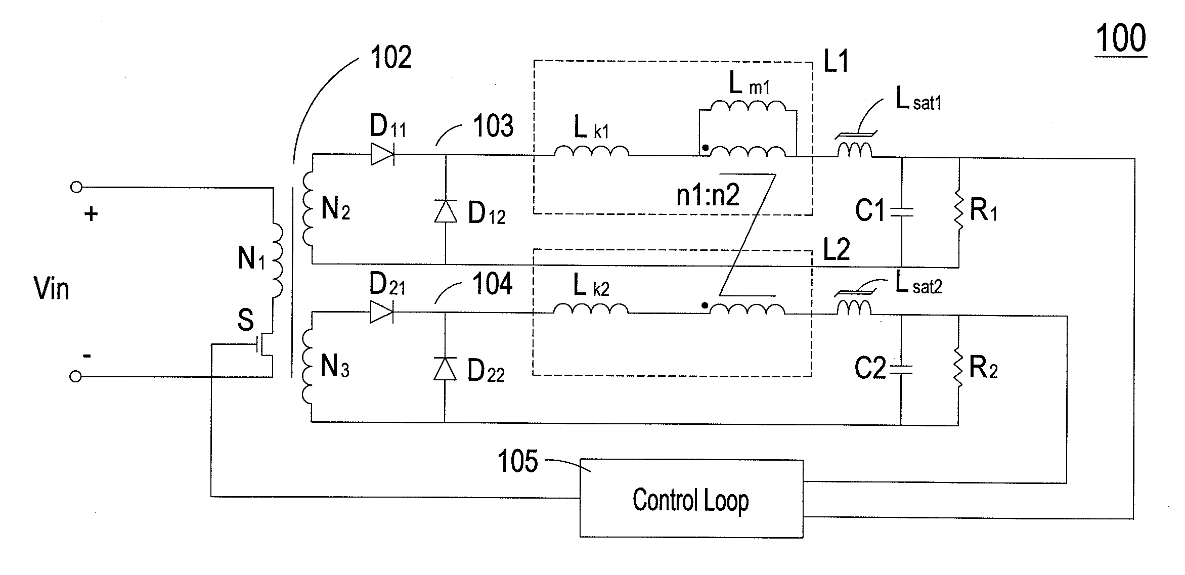 Multi-output dc-dc converter with improved cross-regulation performance