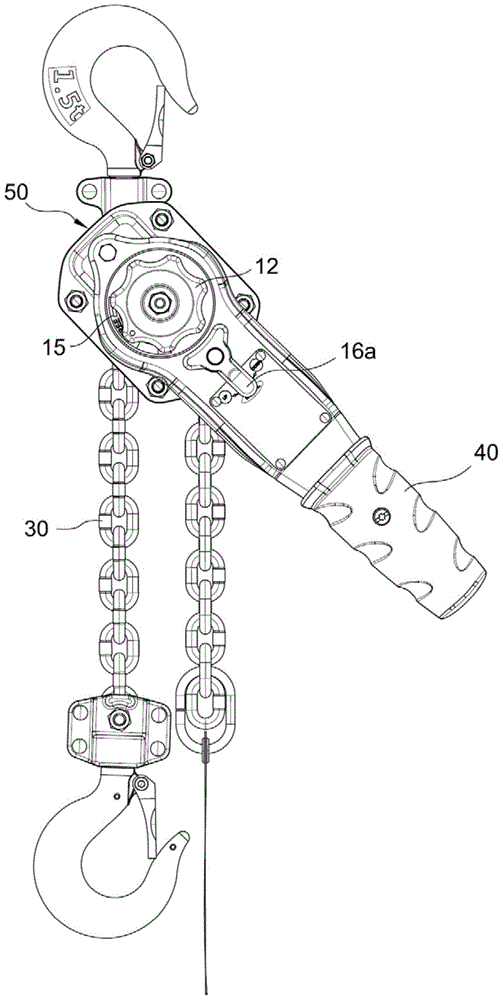 Braking and clutching device of a lever hoist