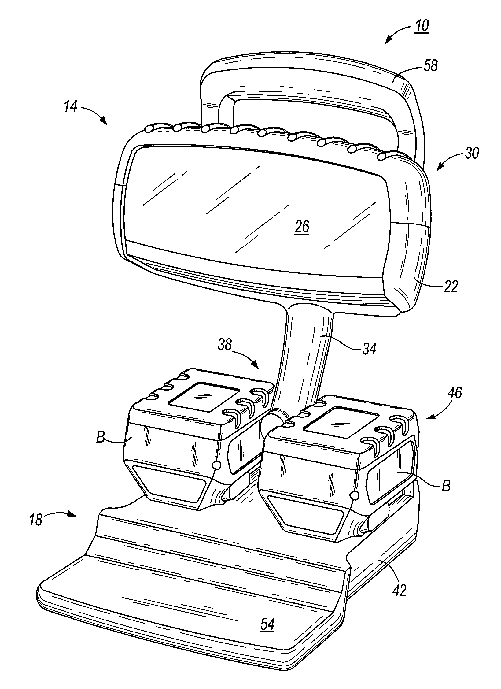 Electrical component, such as a lighting unit and battery charger assembly