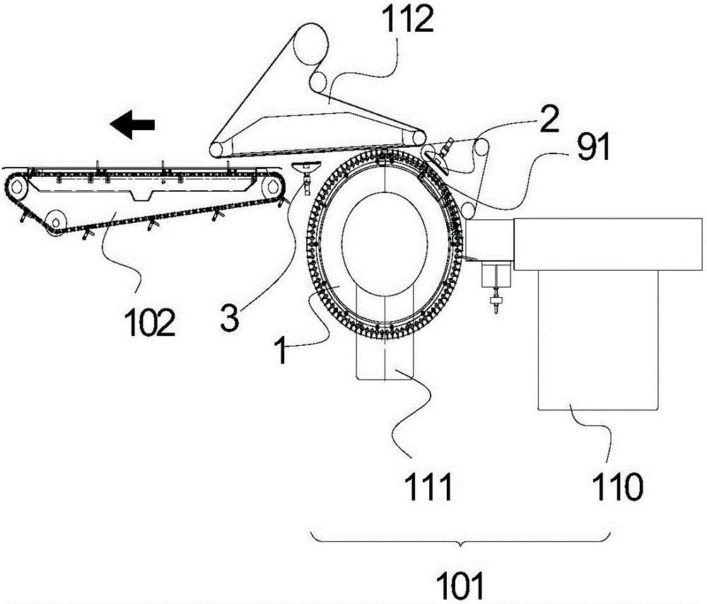 Single-piece packing device and method for disposable sanitary products