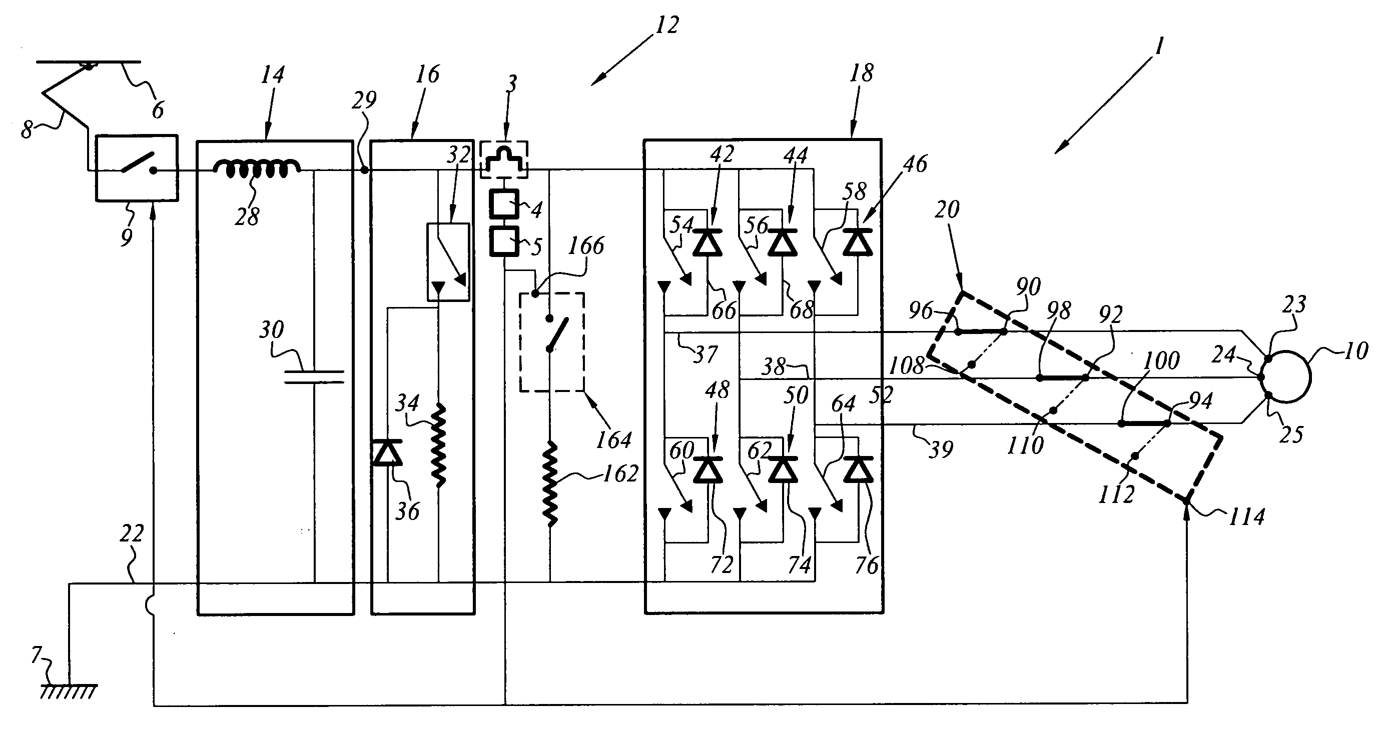 Safety device for detecting inadequate electric braking and commutation to a safety brake