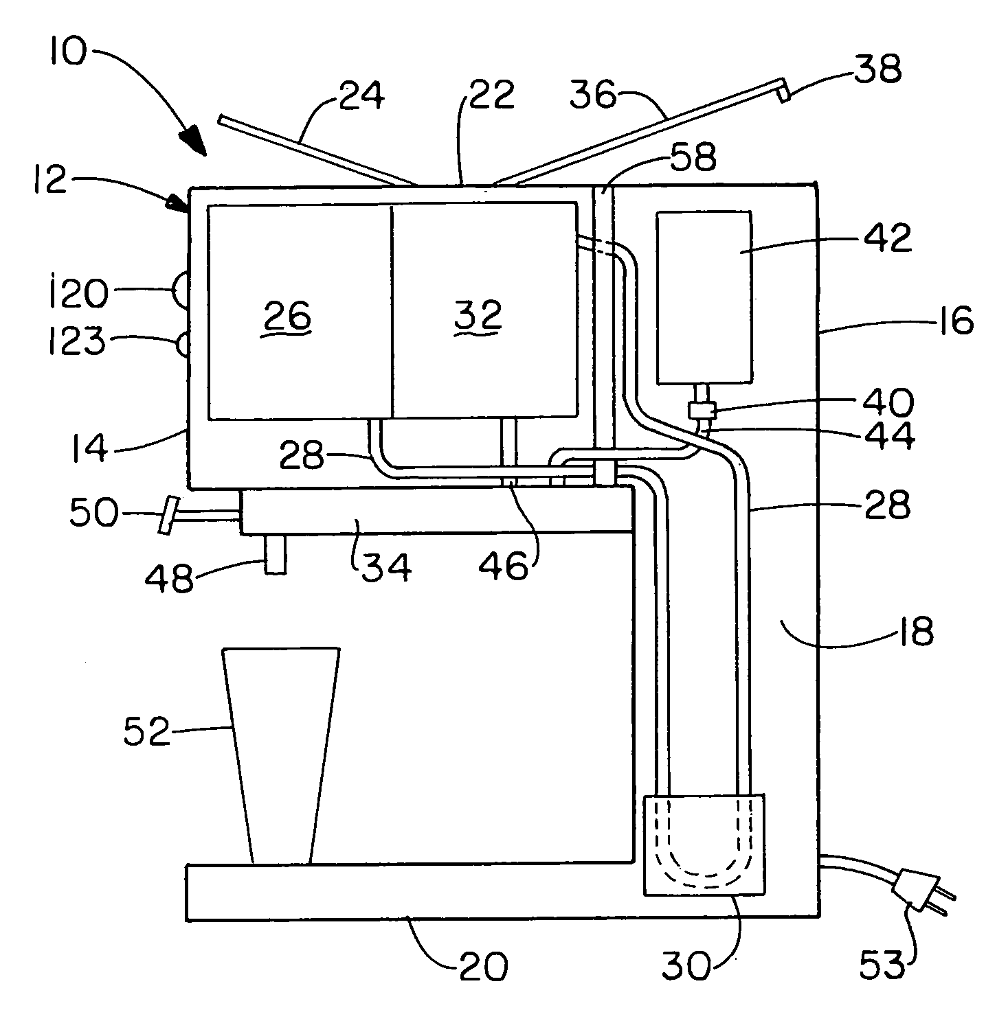Device for producing small batches of coffee from liquid coffee concentrate