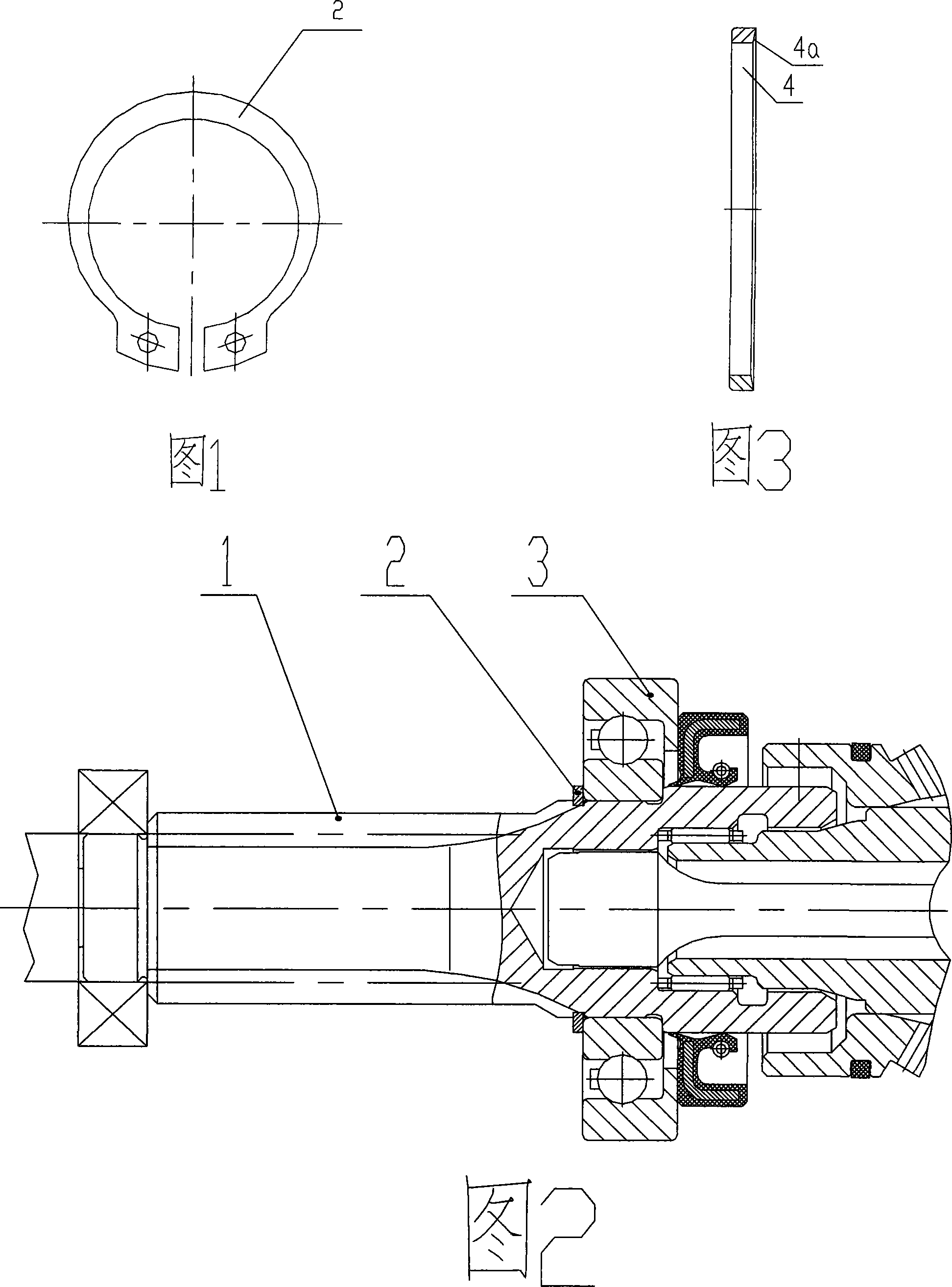 Method for fixed upper bearing of axial parts