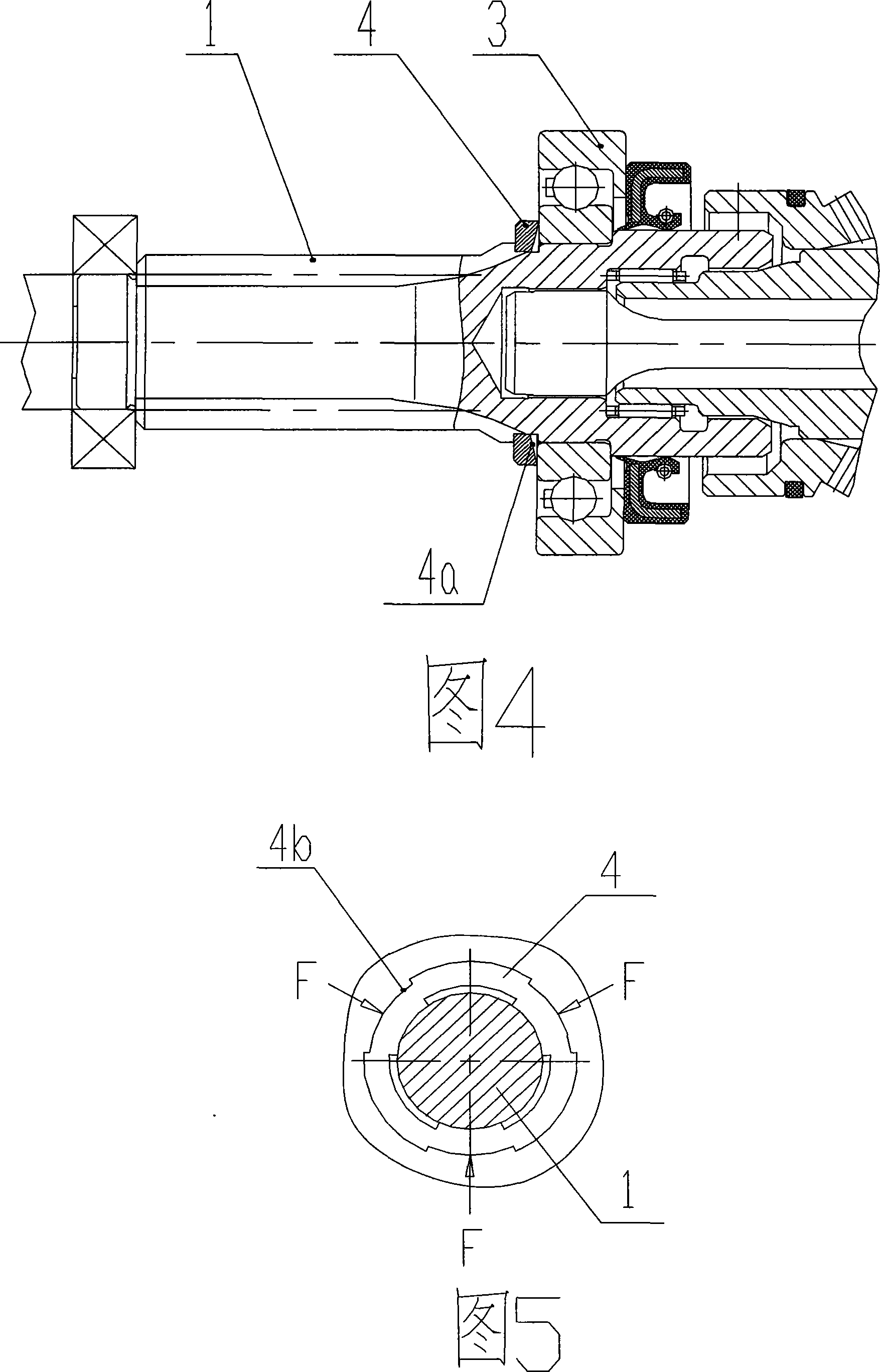 Method for fixed upper bearing of axial parts