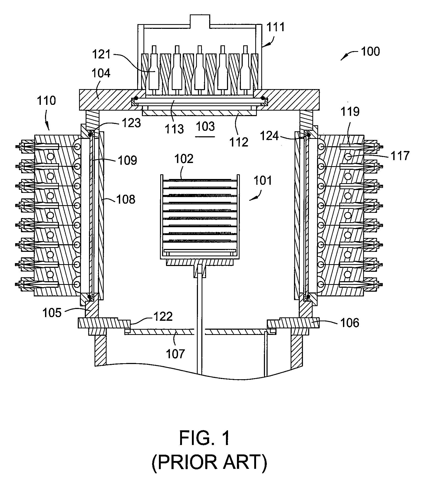 Batch processing chamber with diffuser plate and injector assembly