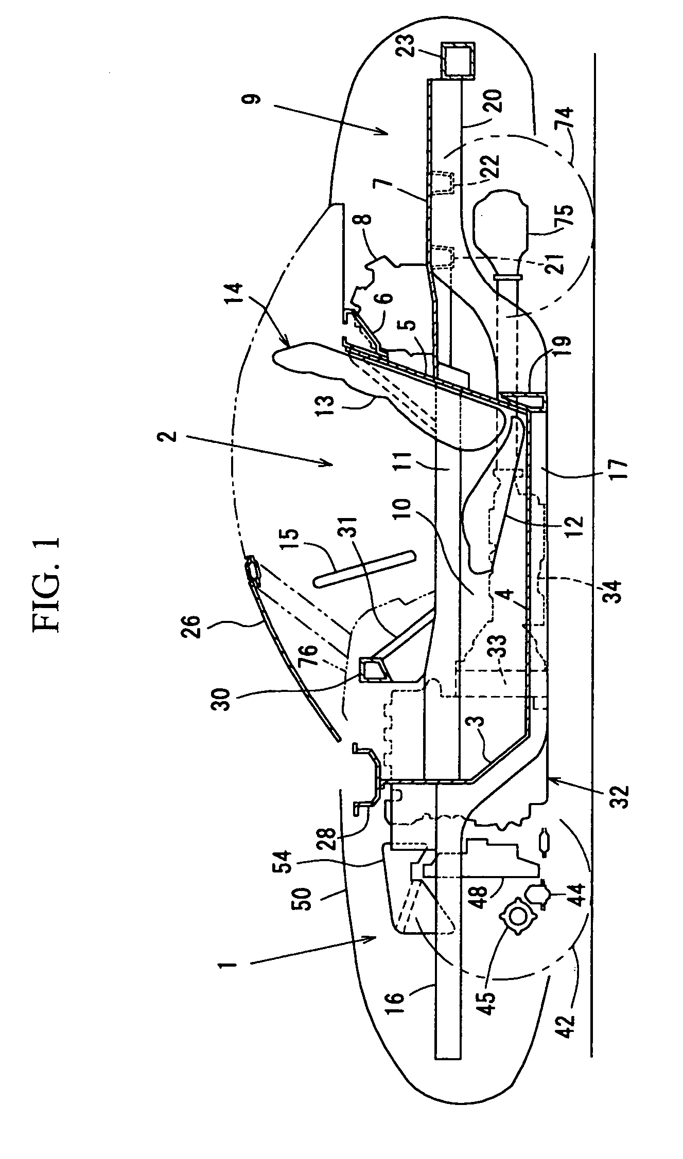 Layout structure of driving device for vehicle