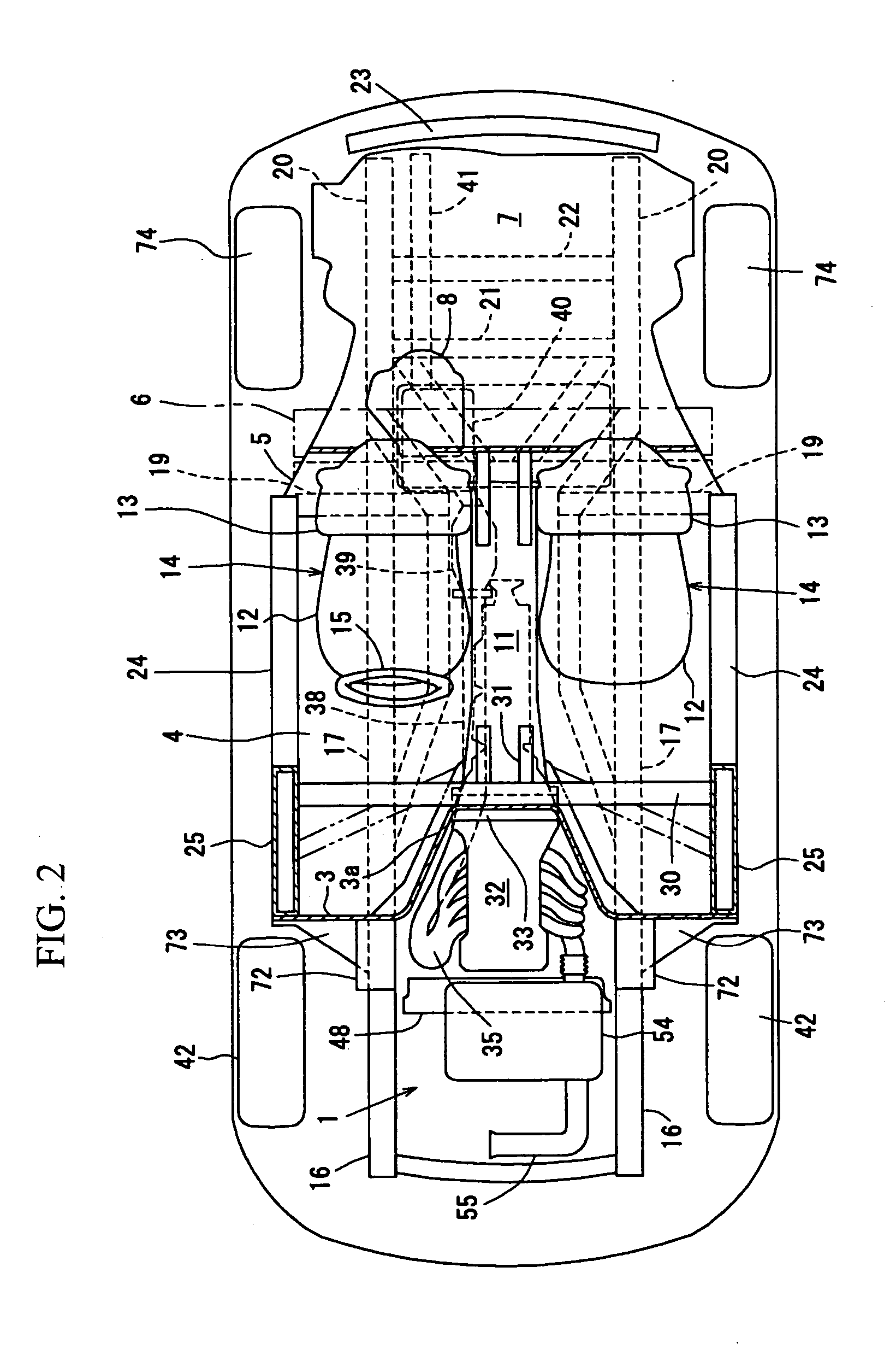 Layout structure of driving device for vehicle