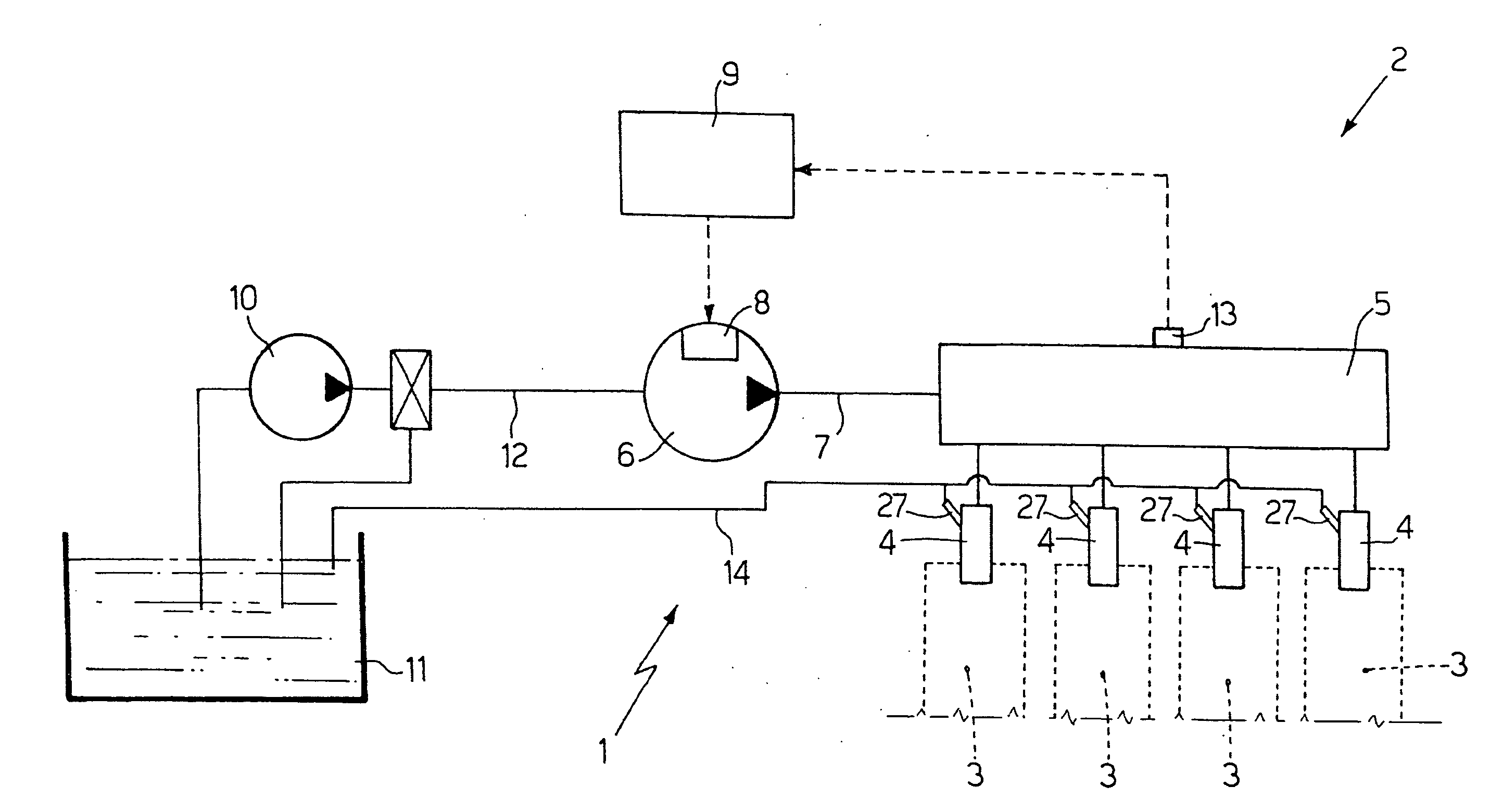Method for controlling the overpressure in a fuel-supply system of a common-rail type