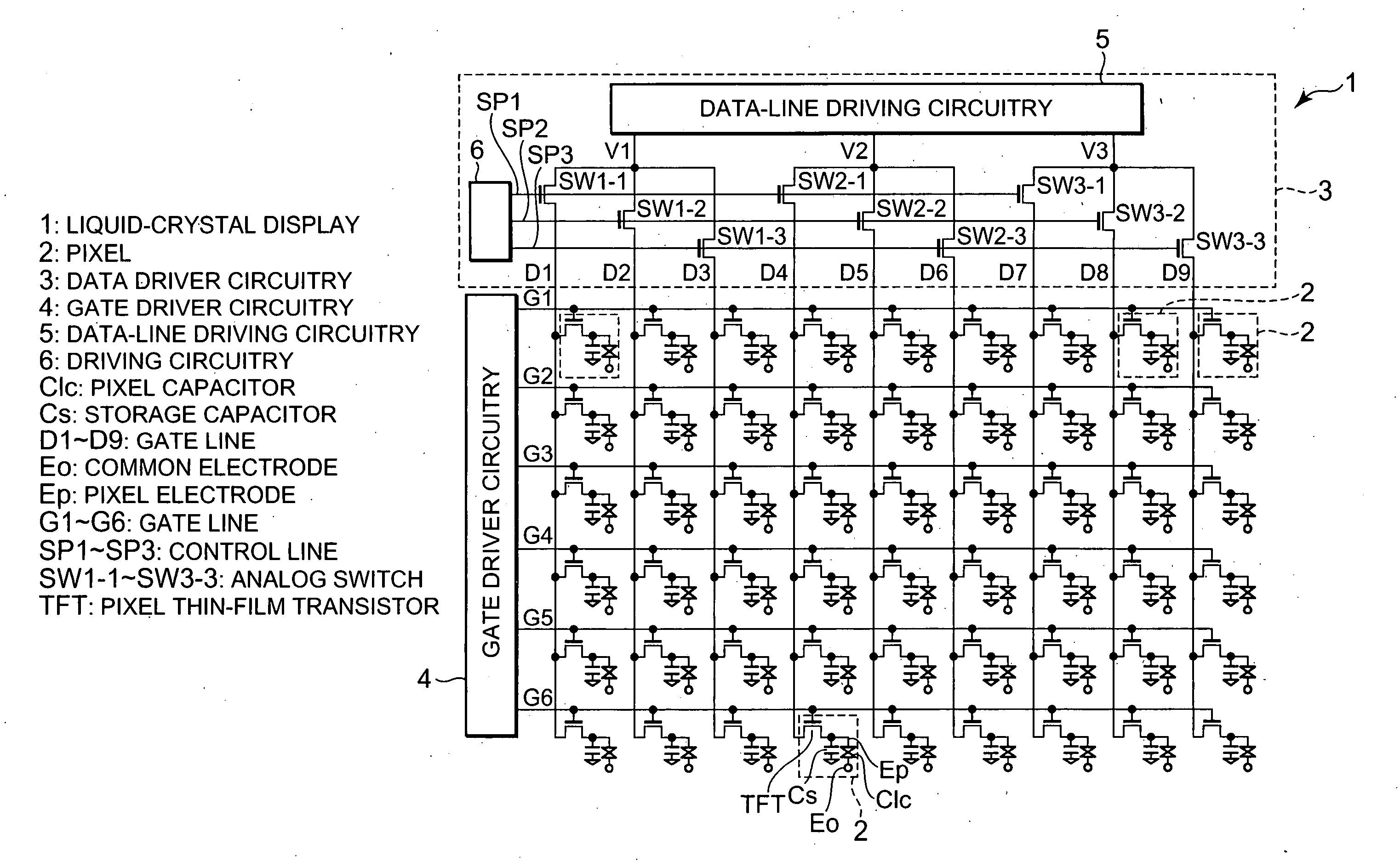 Liquid-crystal display, projector system, portable terminal unit, and method of driving liquid-crystal display