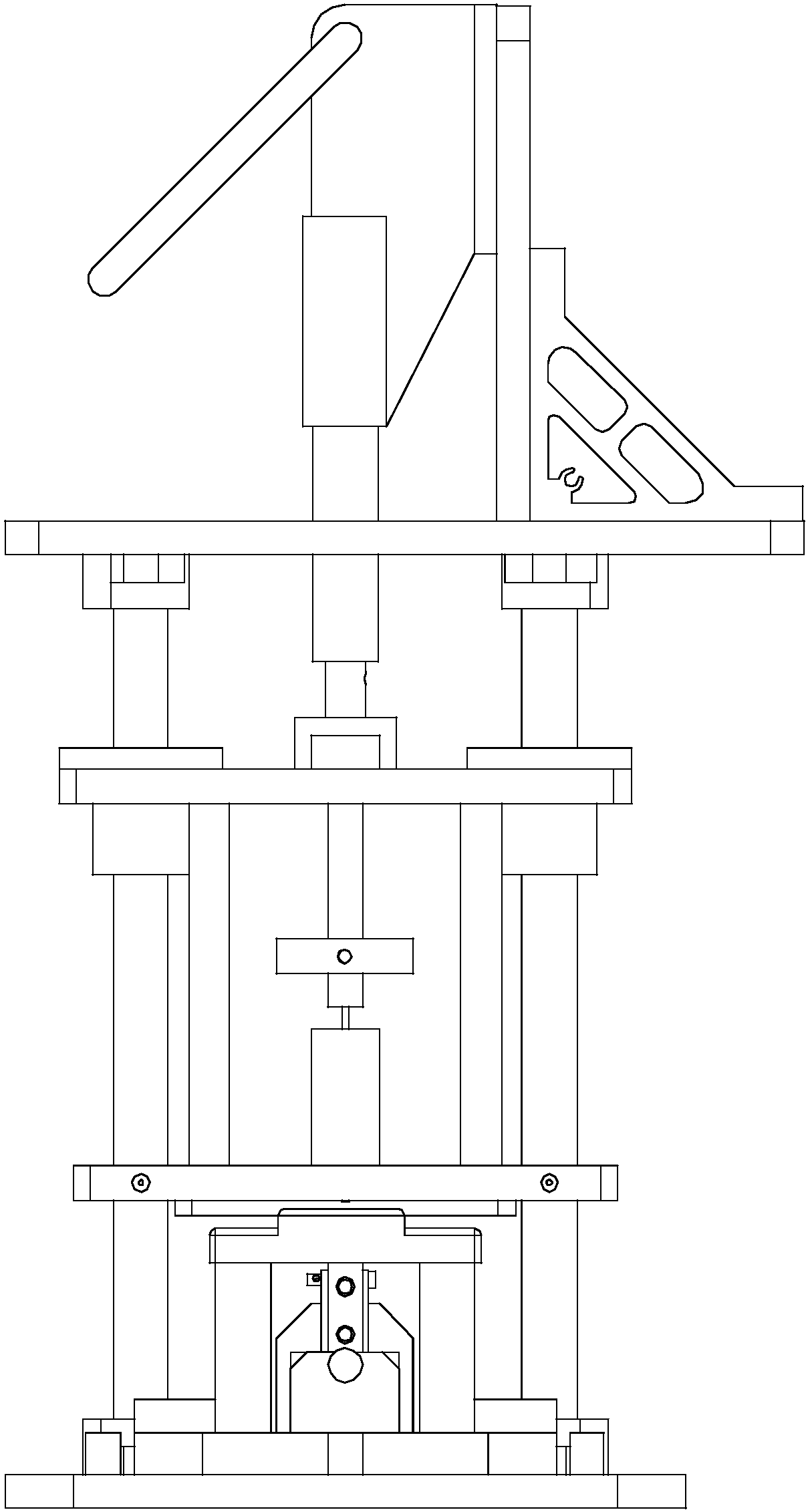 A kind of inclined-plane pull-bending type fishhook hanging plate pressing nail bending device