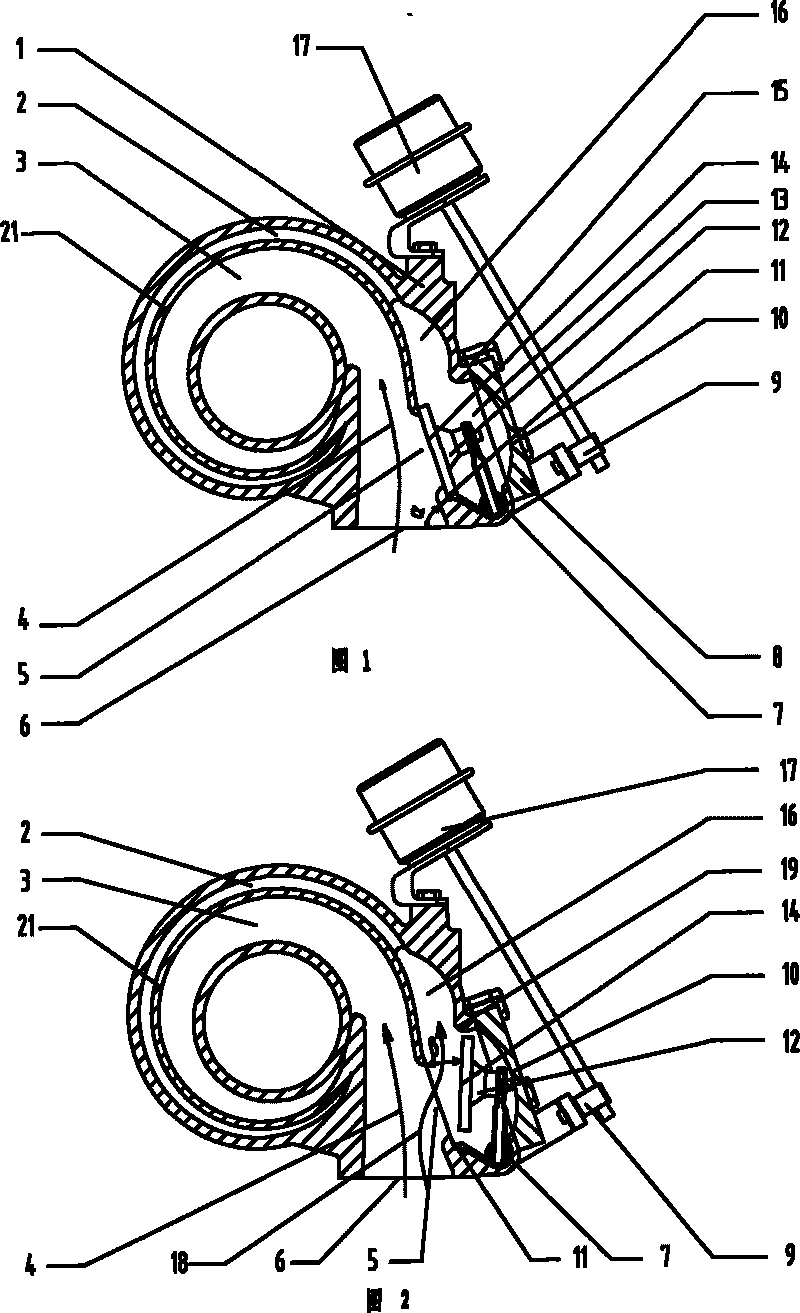 Double-layer channel variable-section turbine control device