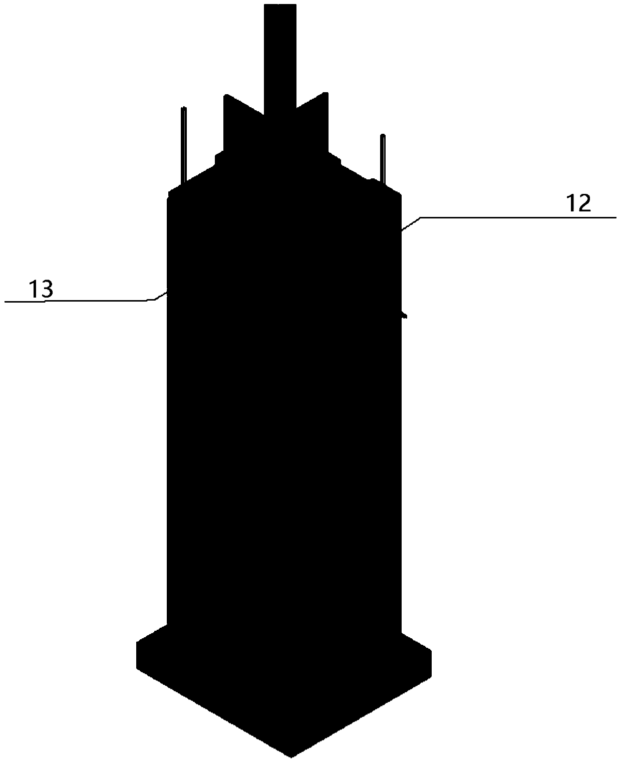 Concrete pouring construction structure and method for super-high column with built-in cross-shaped partition sheet