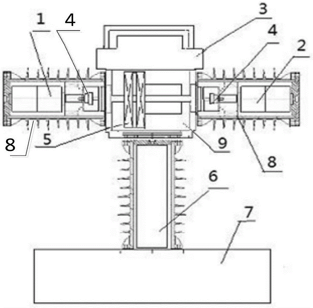 Horizontally-arranged DC vacuum circuit breaker based on linkage current transfer