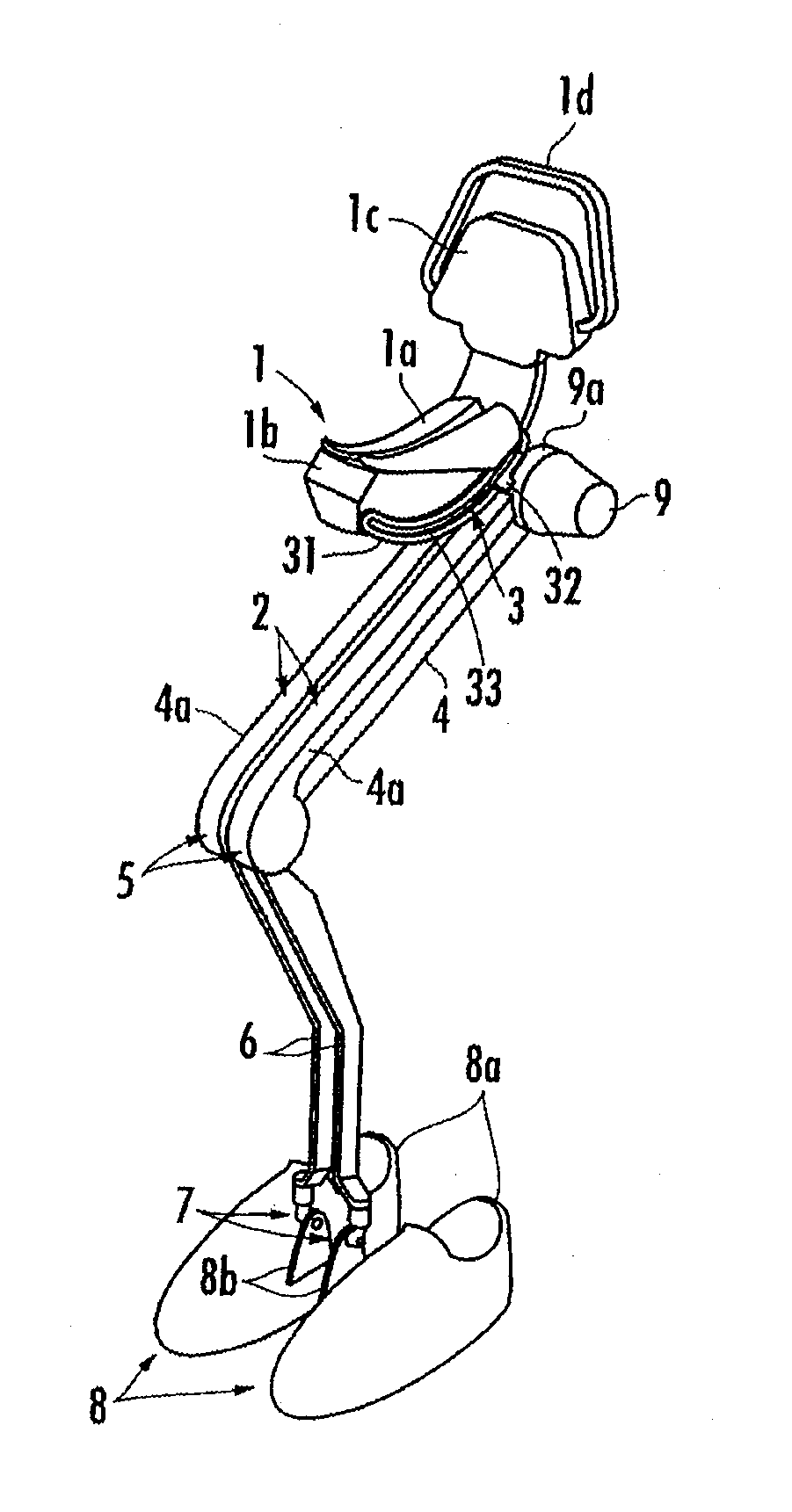 Curved guide mechanism and walk-assisting device