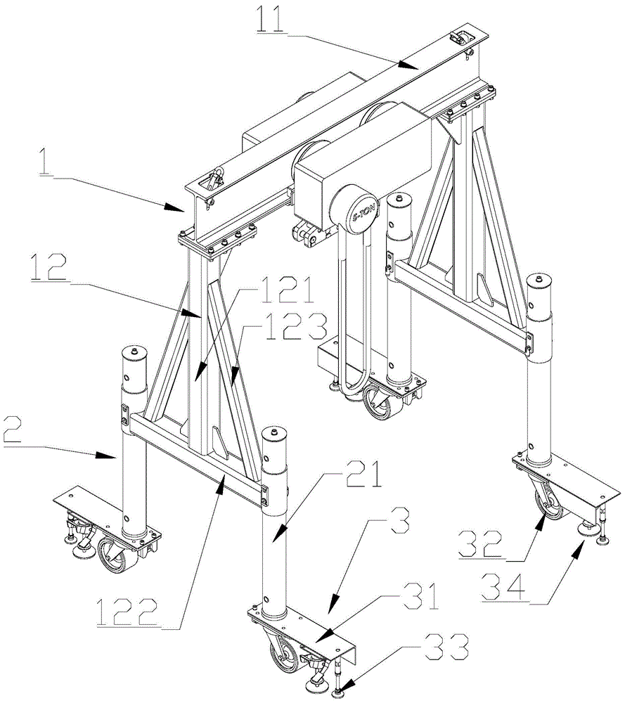 Folding-lifting type movable small-scale portal crane