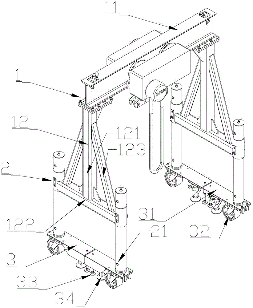 Folding-lifting type movable small-scale portal crane