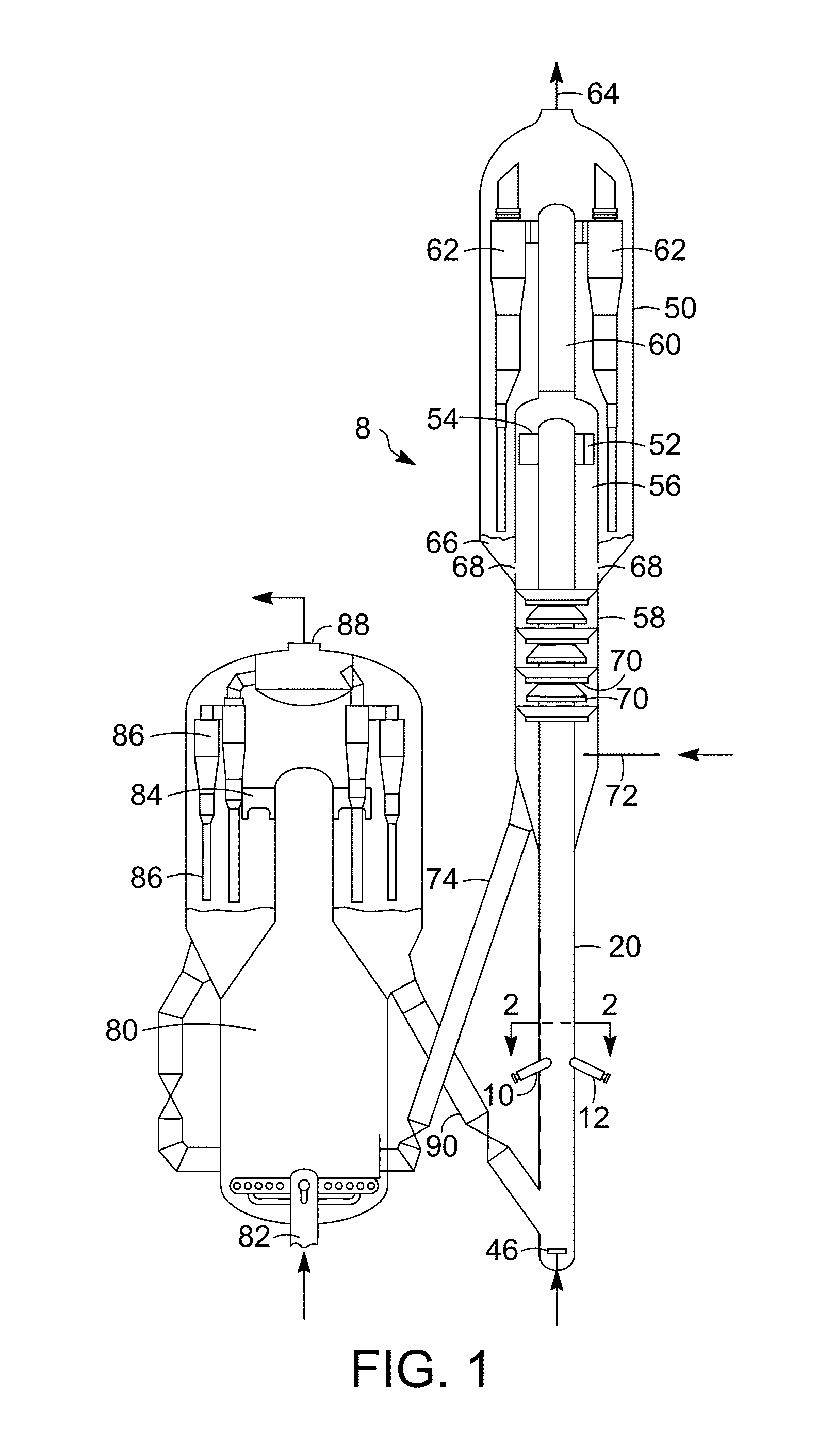 Advanced elevated feed distribution apparatus and process for large diameter FCC reactor risers