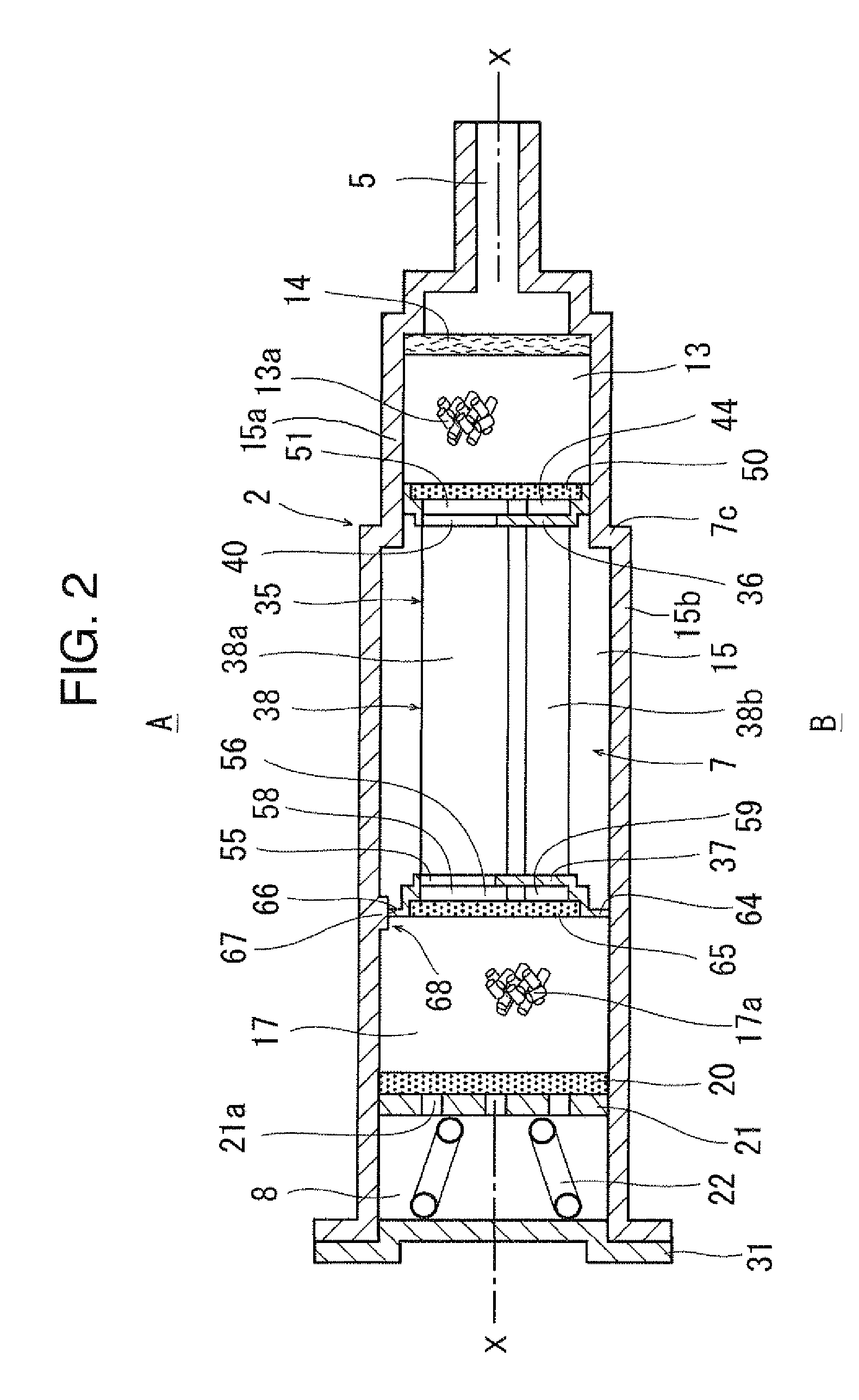 Evaporated fuel treating device