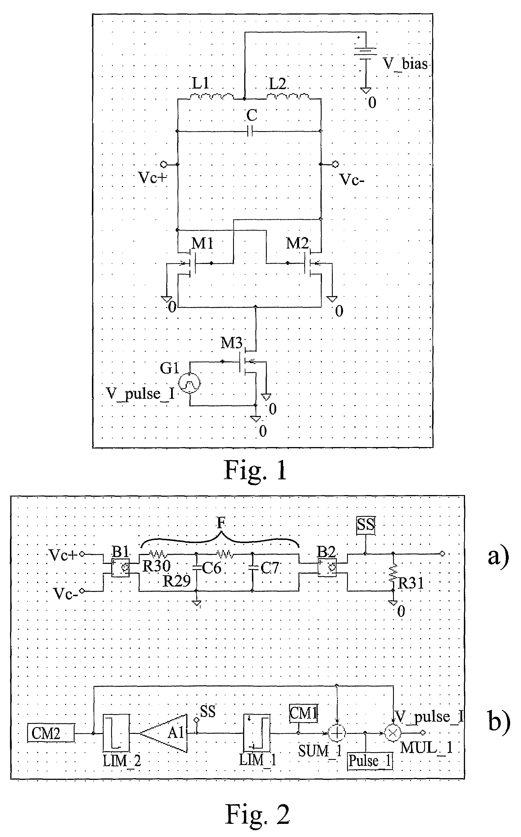 Differential oscillator device with pulsed power supply, and related driving method