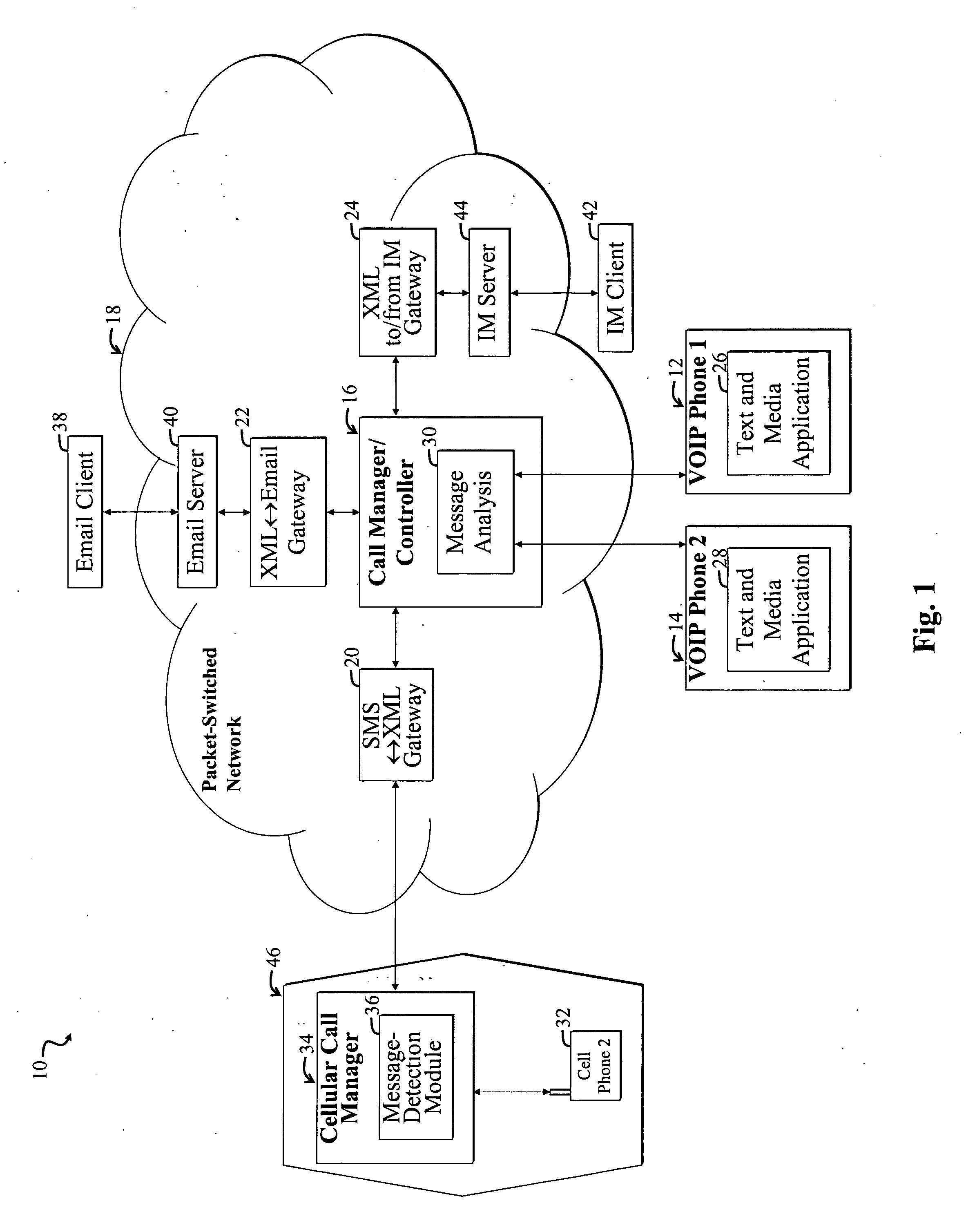 System and method for selectively interfacing different types of network communications