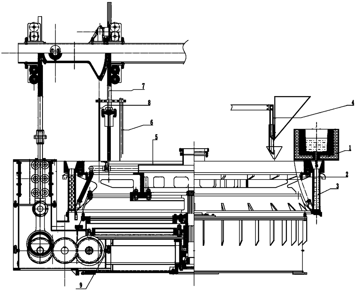 Control device for rotationally and continuously producing alloy and equipment thereof