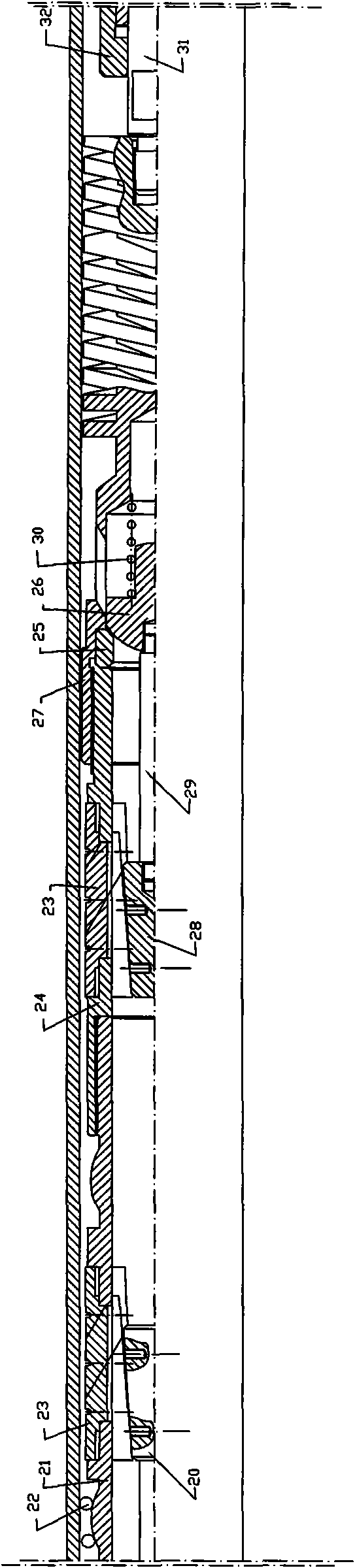Multi-section centering self-rotating reducer oil pipe pump