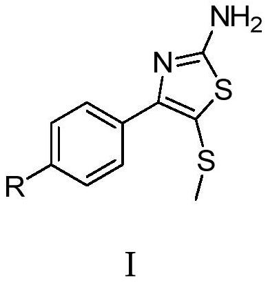 Synthetic method of 2-amino-4-aryl-5-methylthiothiazole compounds