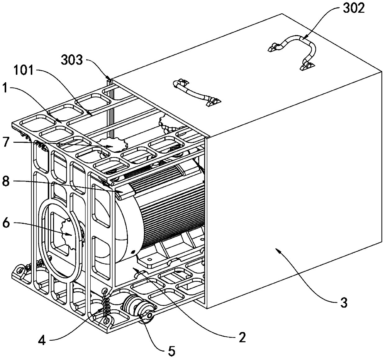 Limiting protection structure for motor hoisting and transportation