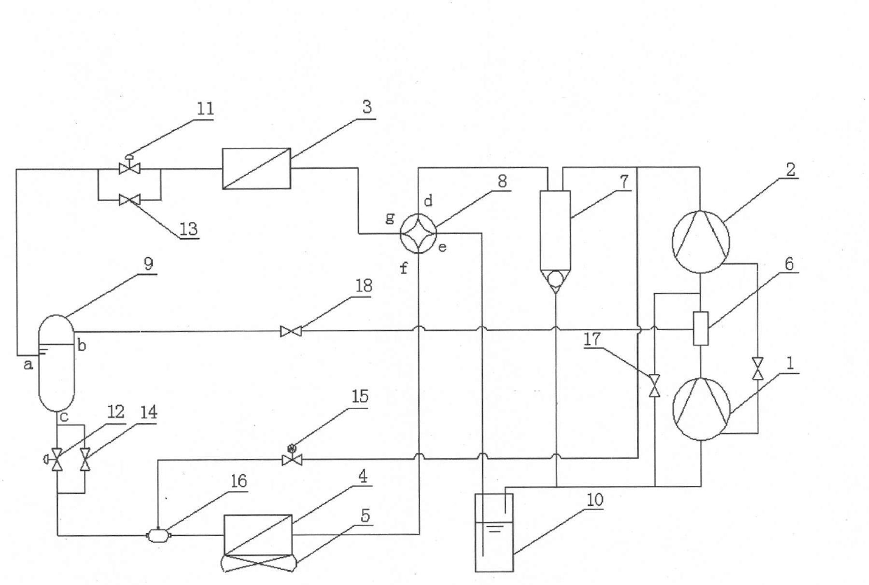 Twin-stage compression heat pump system with hot gas bypass defrosting device