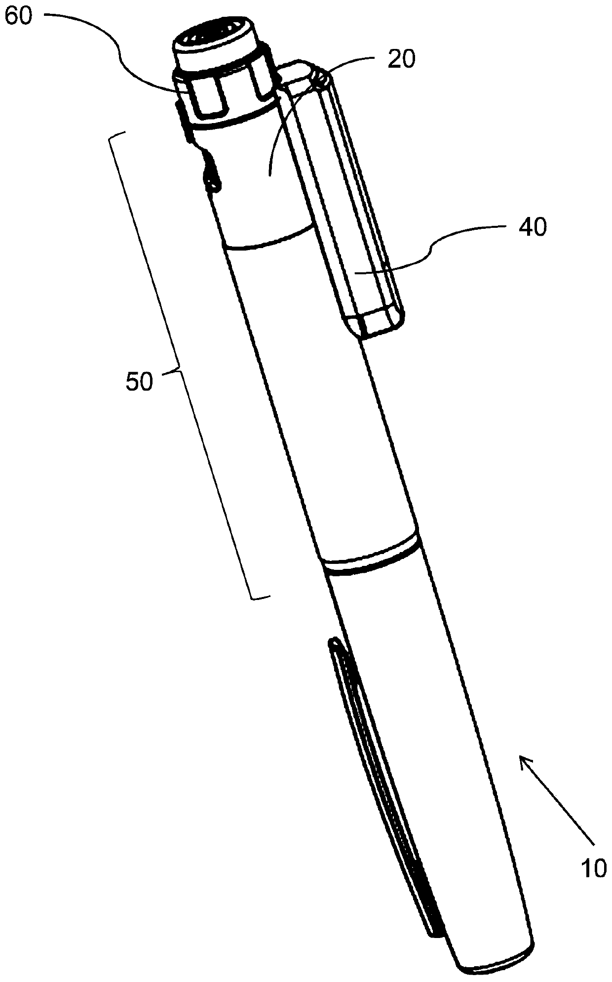 Housing element for a medicament delivery device, an auxiliary unit for attachment to the housing element, and a medicament delivery device comprising the housing element