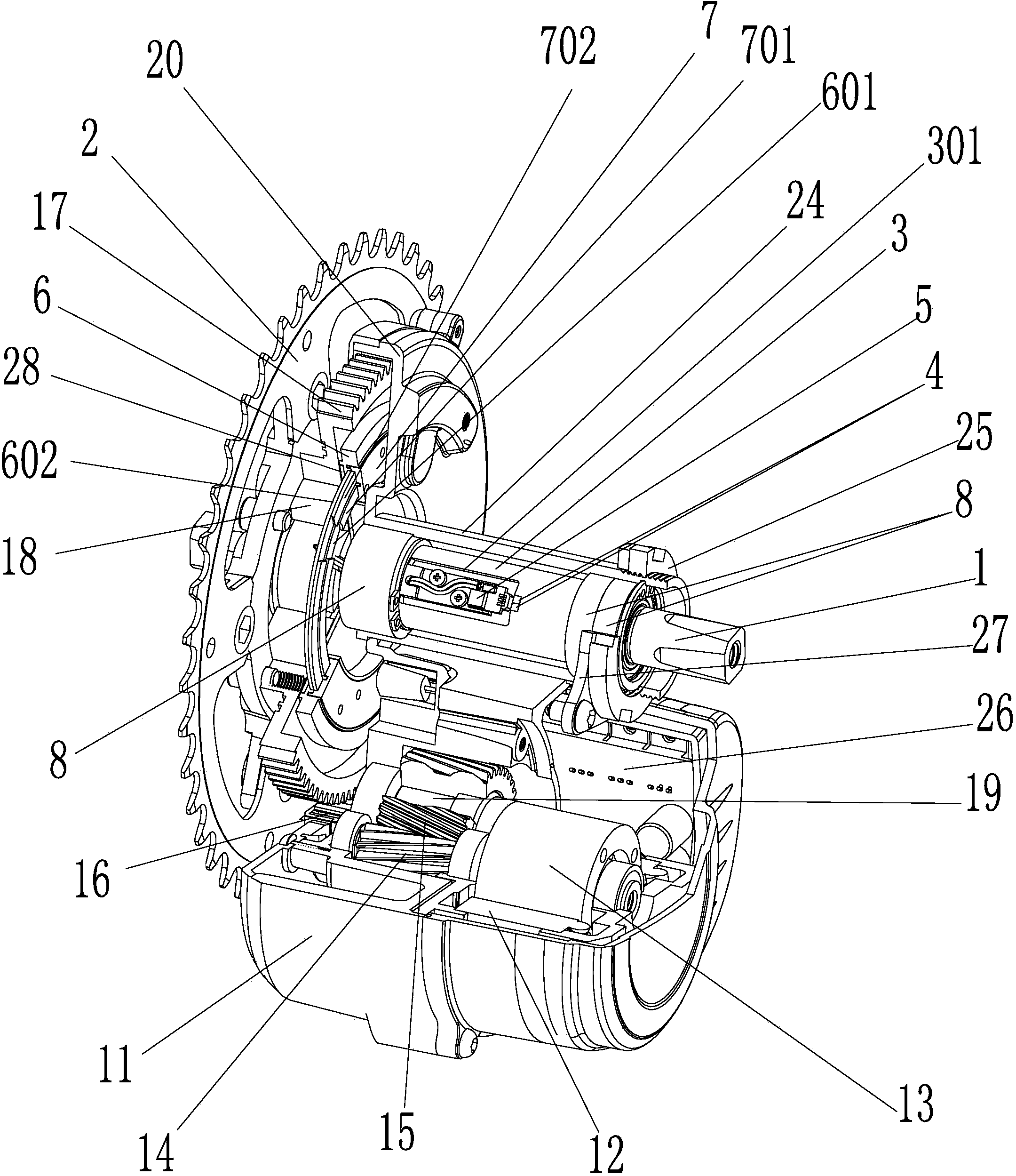 Center shaft torque sensing device of electric bicycle