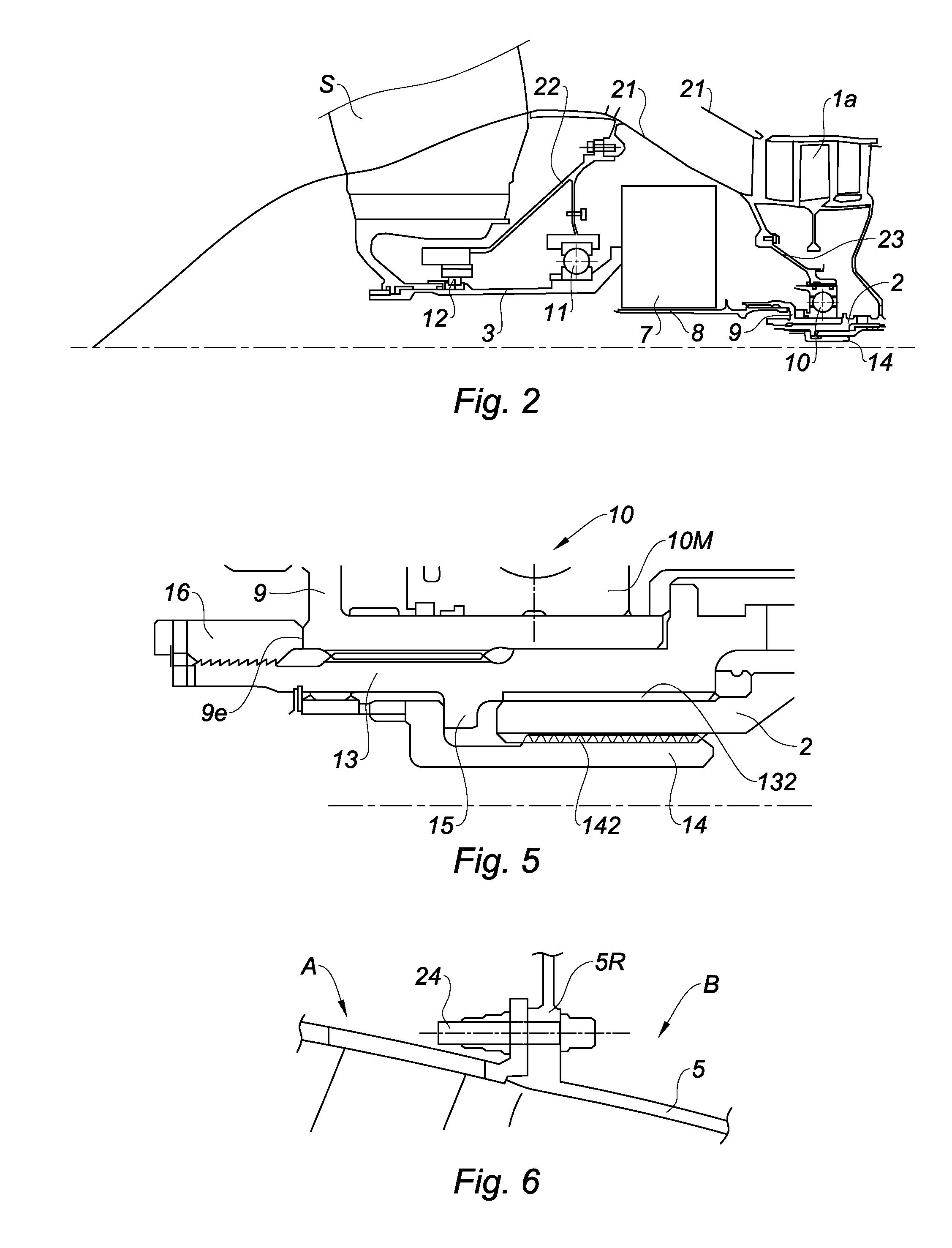 Modular engine, such as a jet engine, with a speed reduction gear