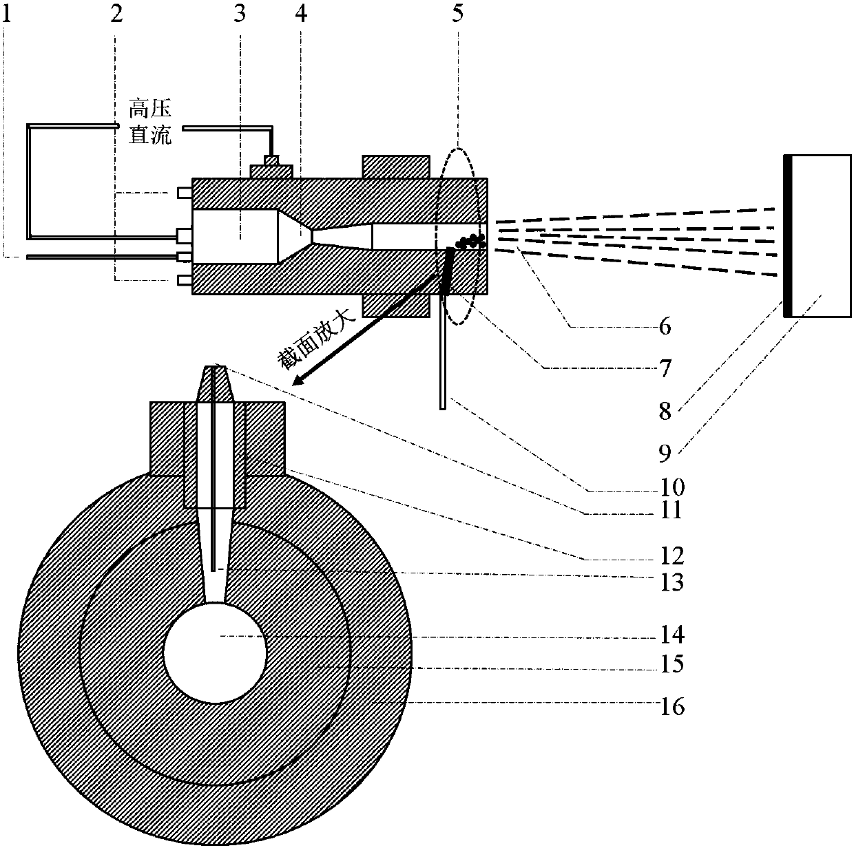 Micron-order supersonic speed suspension plasma spraying device and method