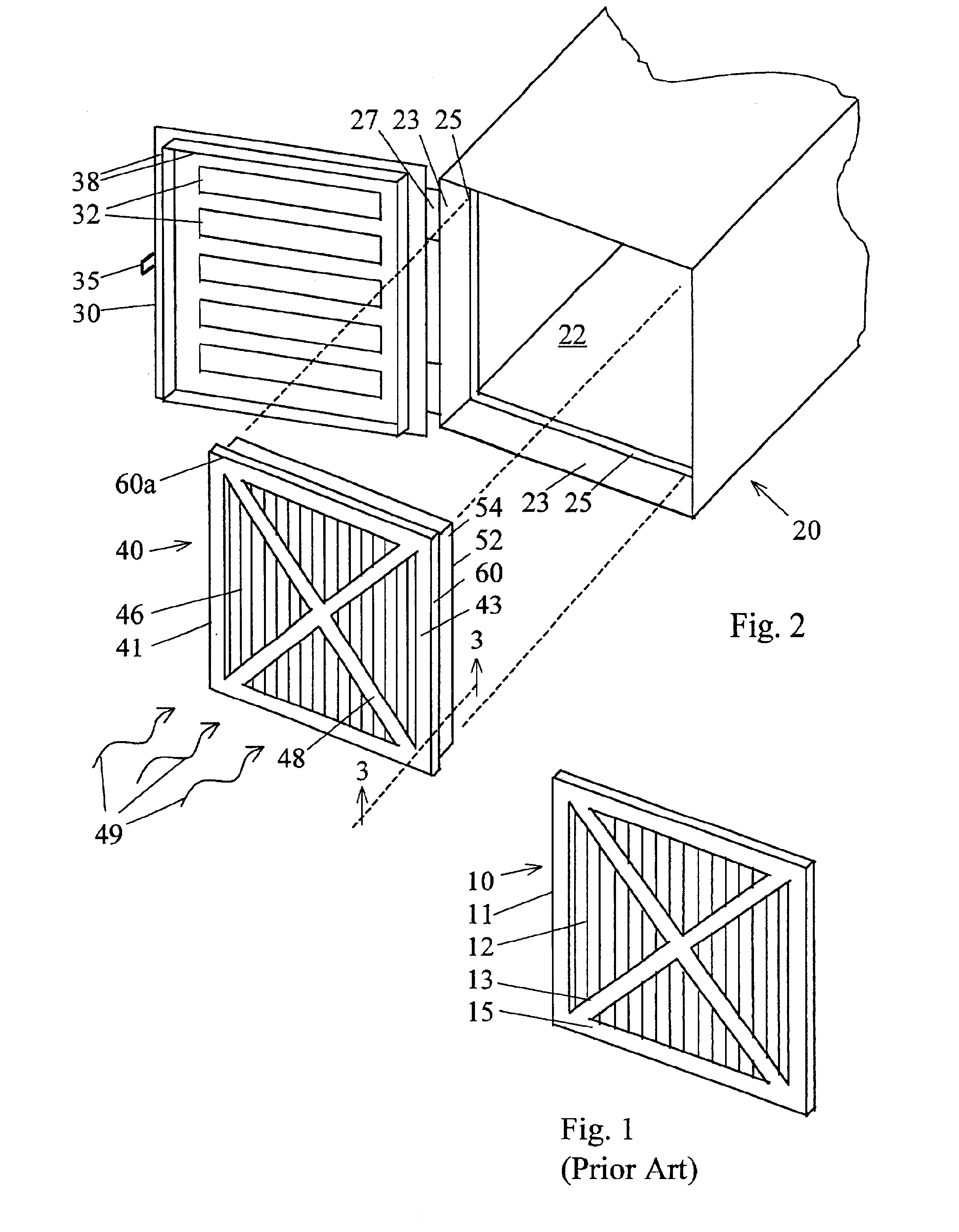 Deep filter element suitable for replacing a shallow filter element and having a support frame made from thin stock