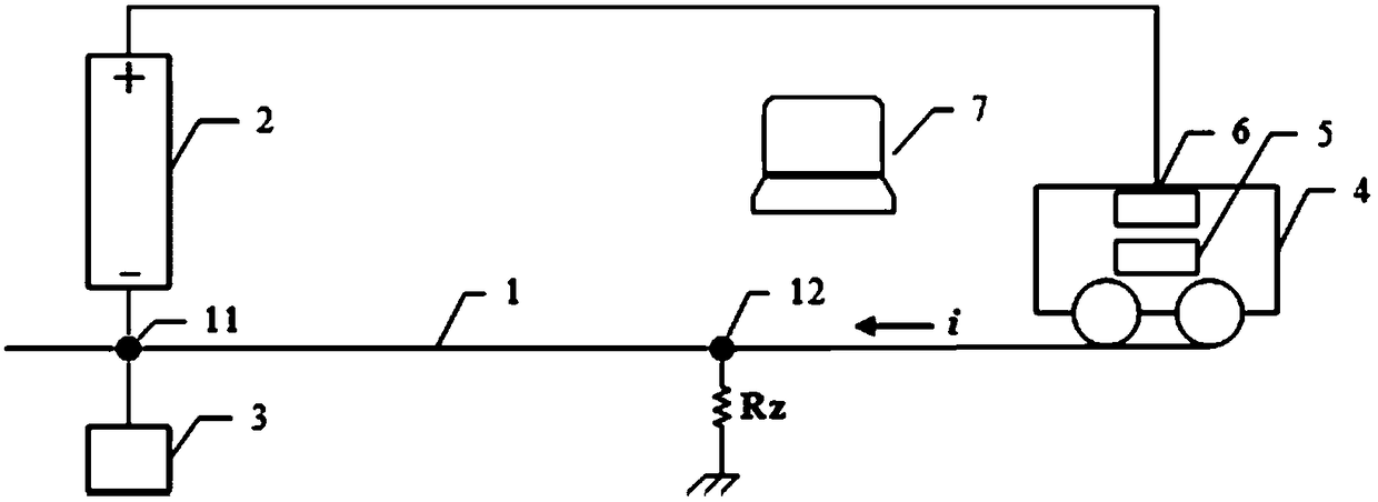 Subway/coal mine backflow track insulation damage position and transition resistance monitoring method