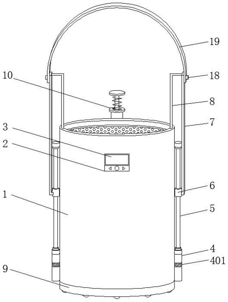 A multifunctional mop bucket with adjustable and quantitative placement of disinfectants