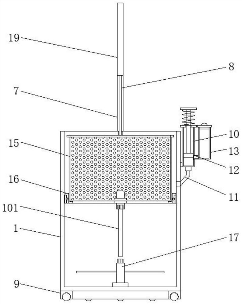 A multifunctional mop bucket with adjustable and quantitative placement of disinfectants